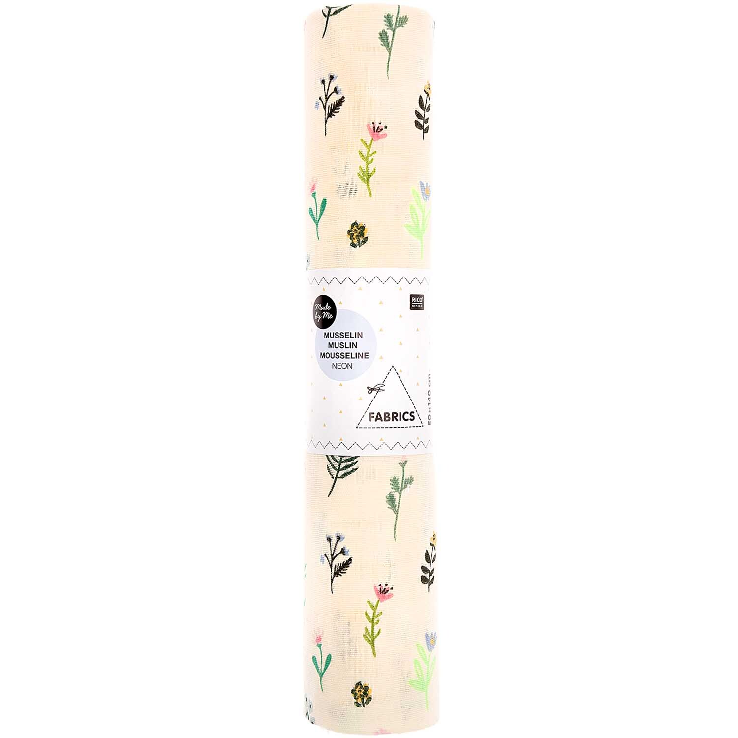 Musselin-Druckstoff Bunny Hop Streublumen gelb-neon 50x140cm von Rico Design