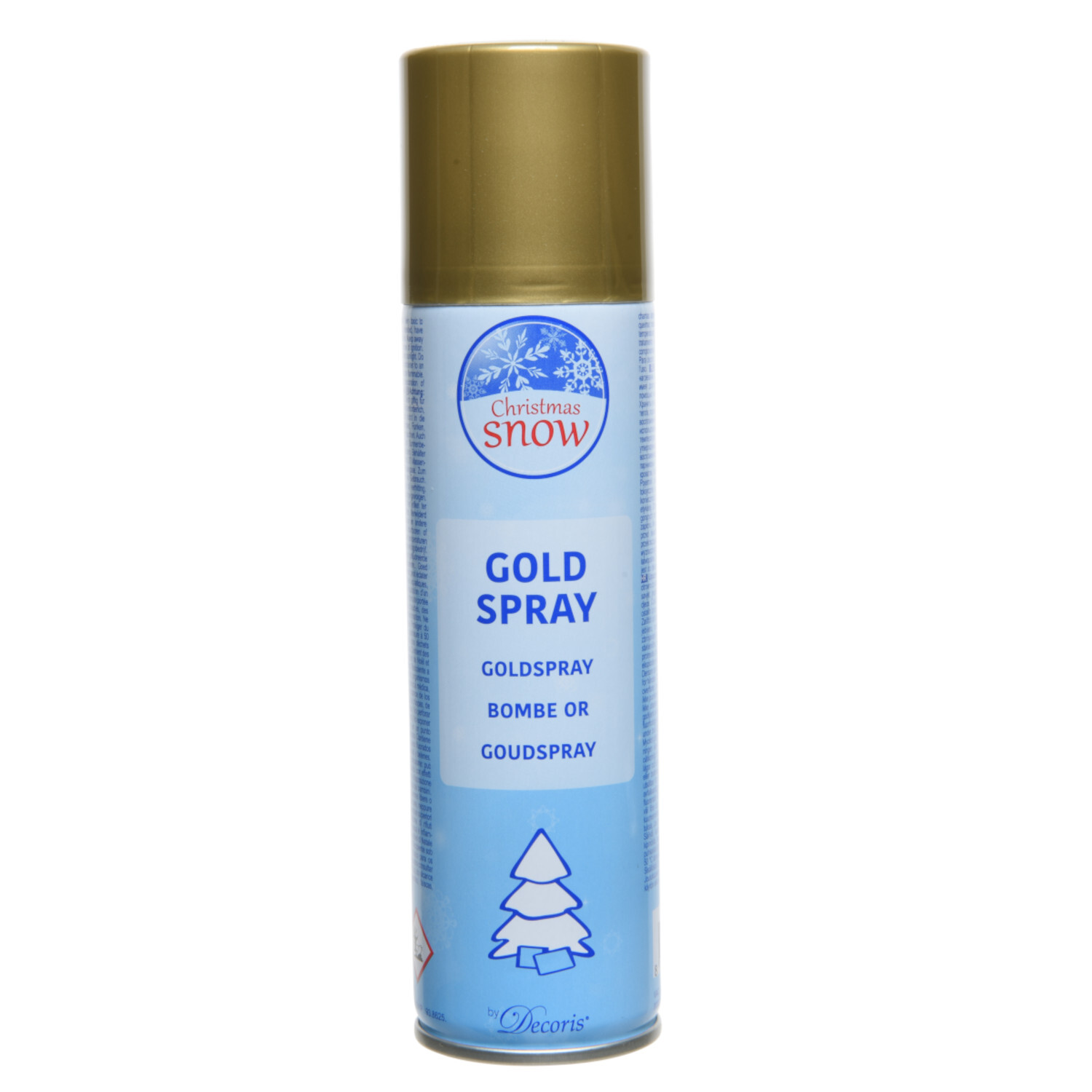Goldspray, 150ml: Dekoratives Spray in goldener Dose, ideal für festliche Anlässe. Marke: Christmas Snow.