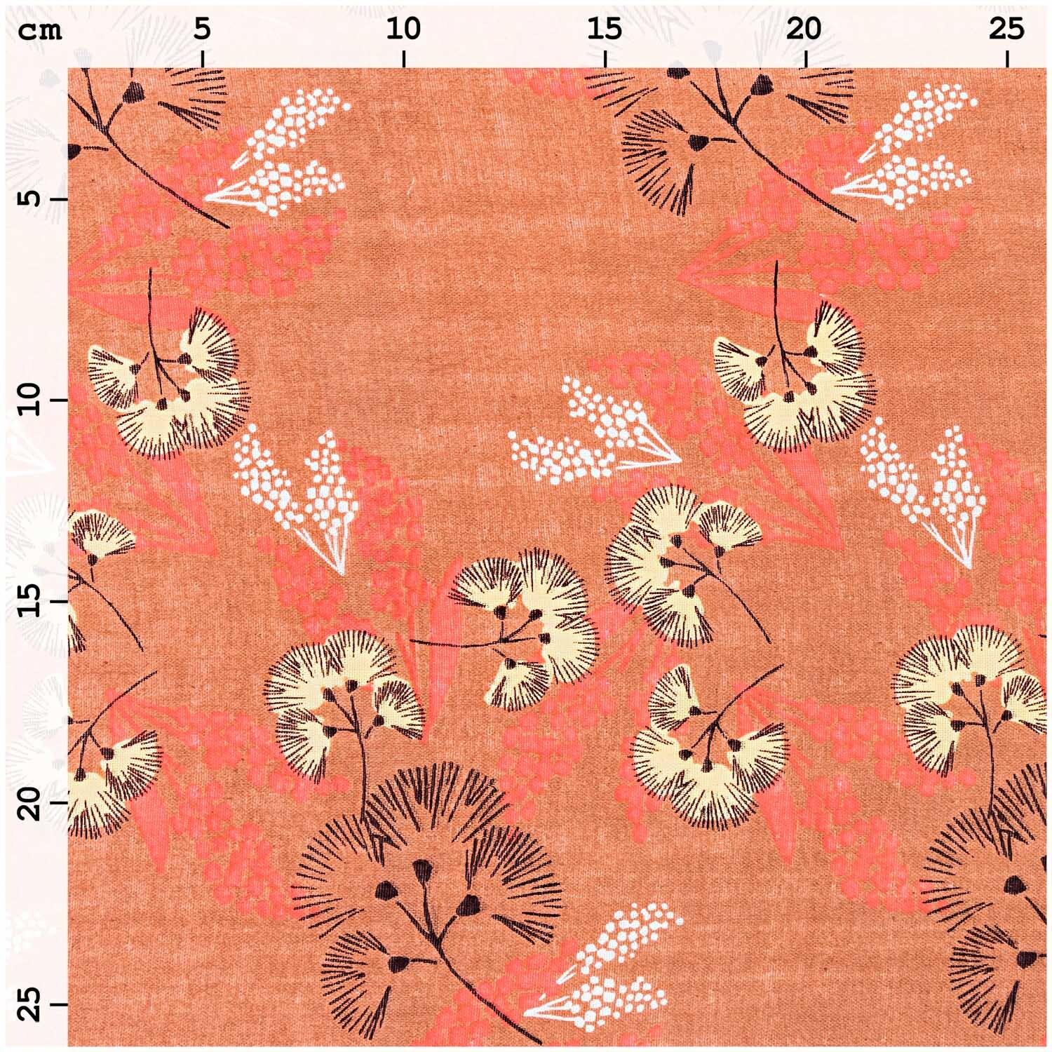 Musselin-Druckstoff Jardin Japonais Blumen rostrot 140cm von Rico Design