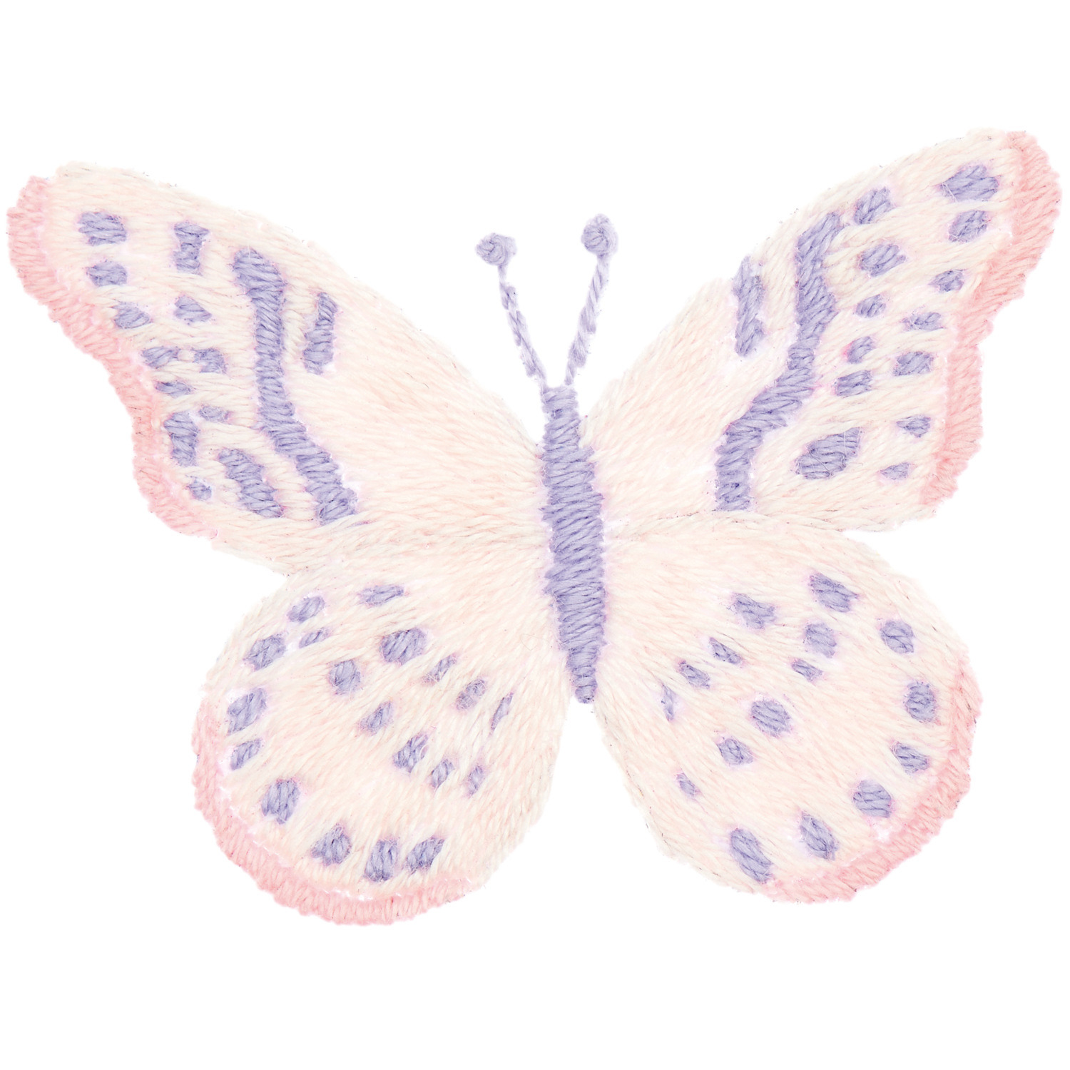Stick and Stitch Schmetterlinge: Ein zart bestickter Schmetterling in Pastelltönen von Rico Design.