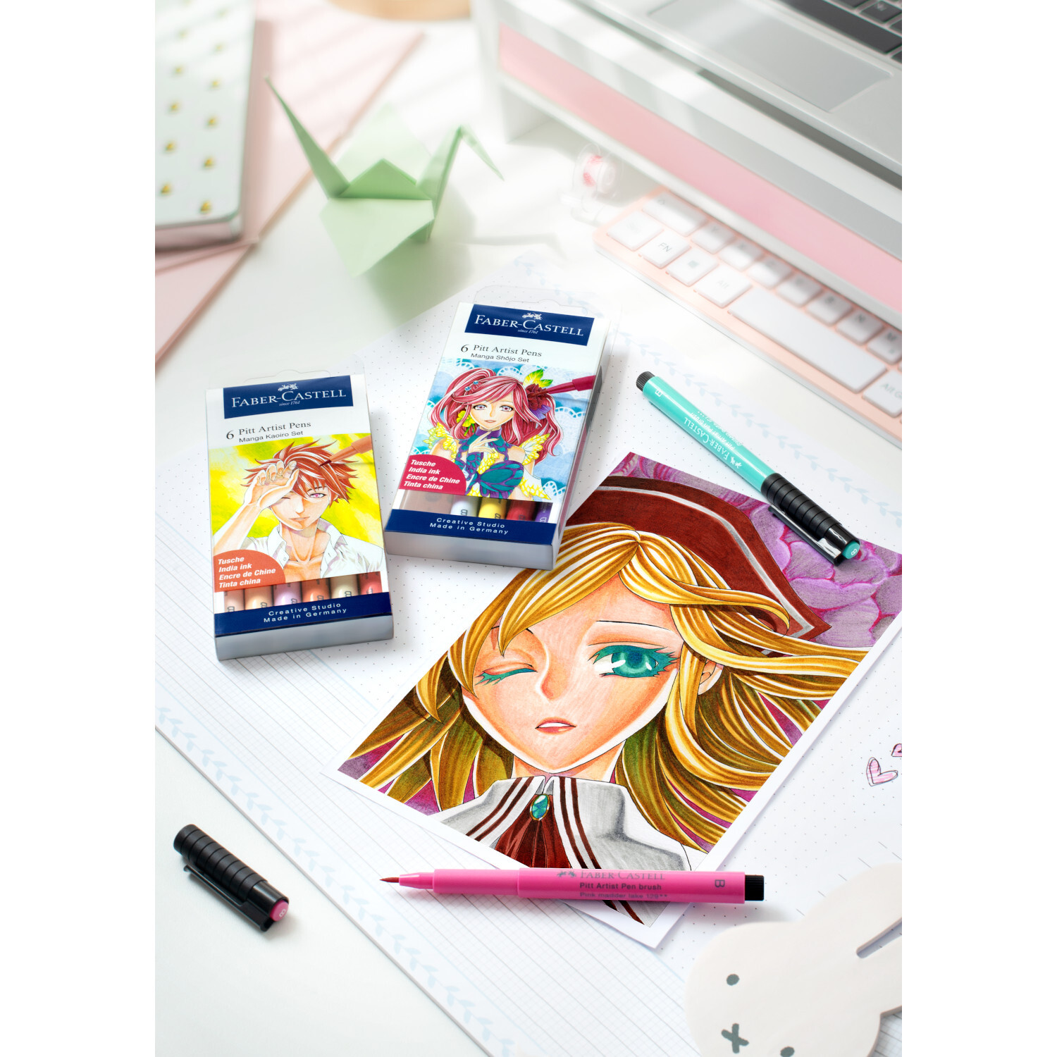 Pitt Artist Pen Manga Kaoiro Tuschestift-Set 6-teilig von Faber-Castell 