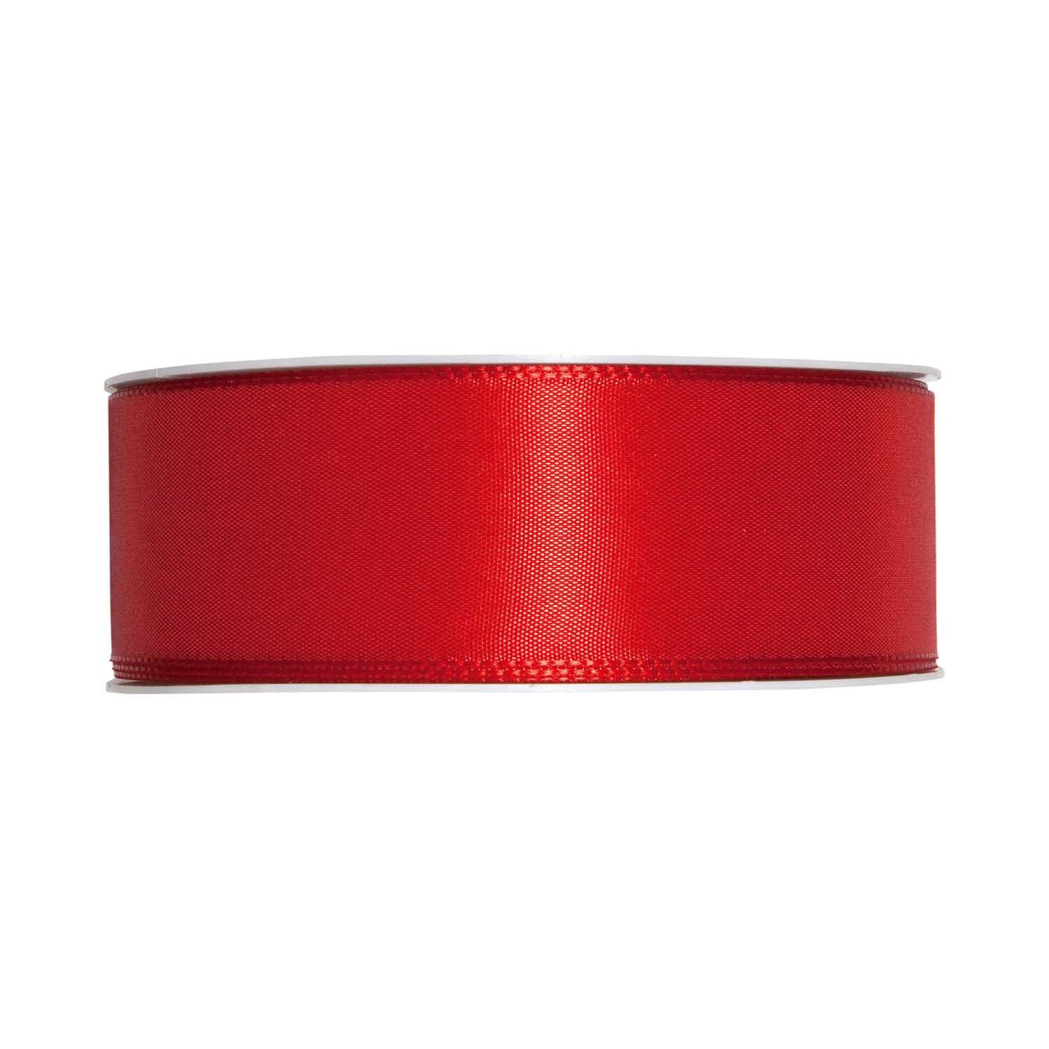 Taftband 40mm 5m: Rotes Band von Halbach, ideal für Dekorationen und Geschenkverpackungen.