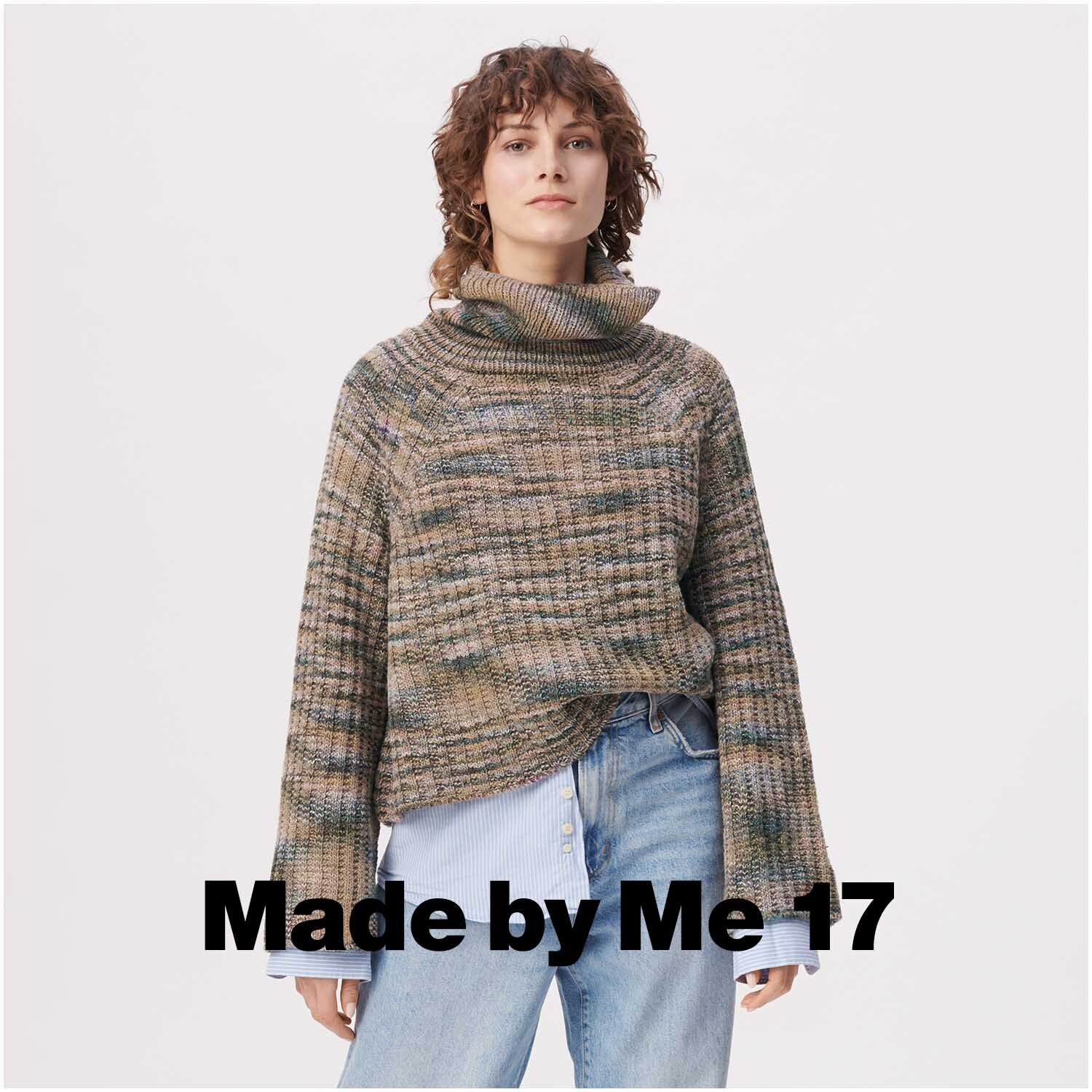 Creative Colour Shift dk Pullover aus Rico Design Wolle in Terra, getragen von Frau in Jeans.
