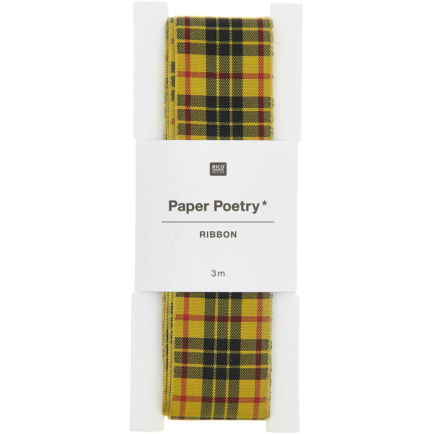 Paper Poetry Karoband gelb-rot-schwarz 25mm 3m von Rico Design