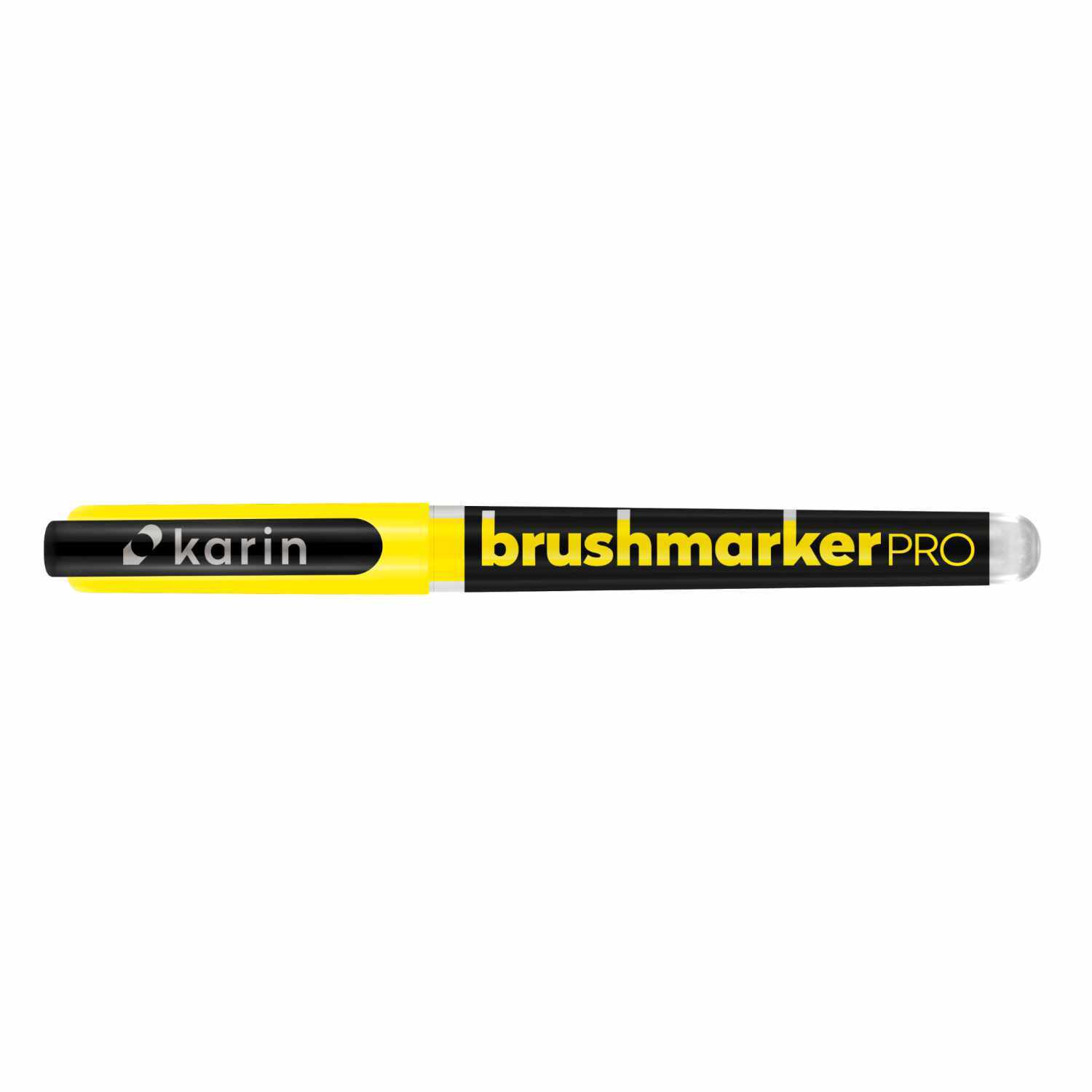 Brushmarker PRO Neon von Karin in leuchtendem Gelb, ideal für kreative Projekte und Kunstwerke.