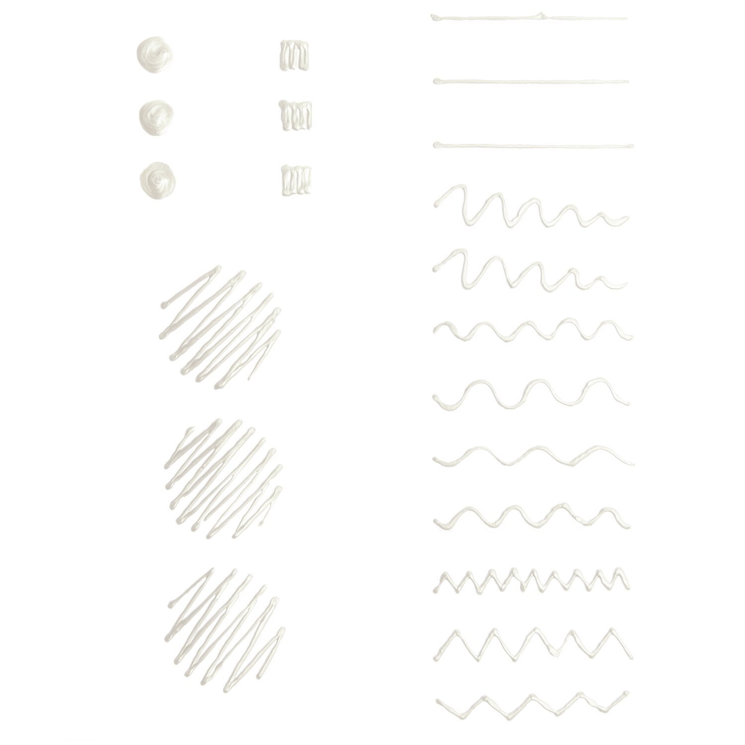 Candle Liner Kerzenmalfarbe 30ml zeigt perlmuttfarbene Linien und Muster von Rico Design auf weißem Hintergrund. Ideal für kreative Kerzengestaltung.