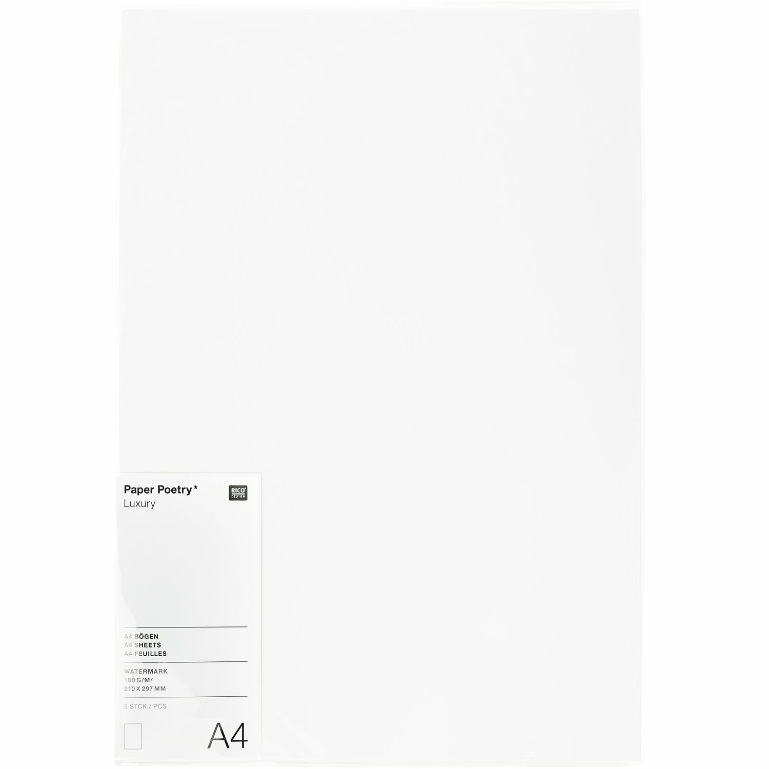 Paper Poetry Luxury Bögen A4 5 Stück Farbe Weiß von Rico Design