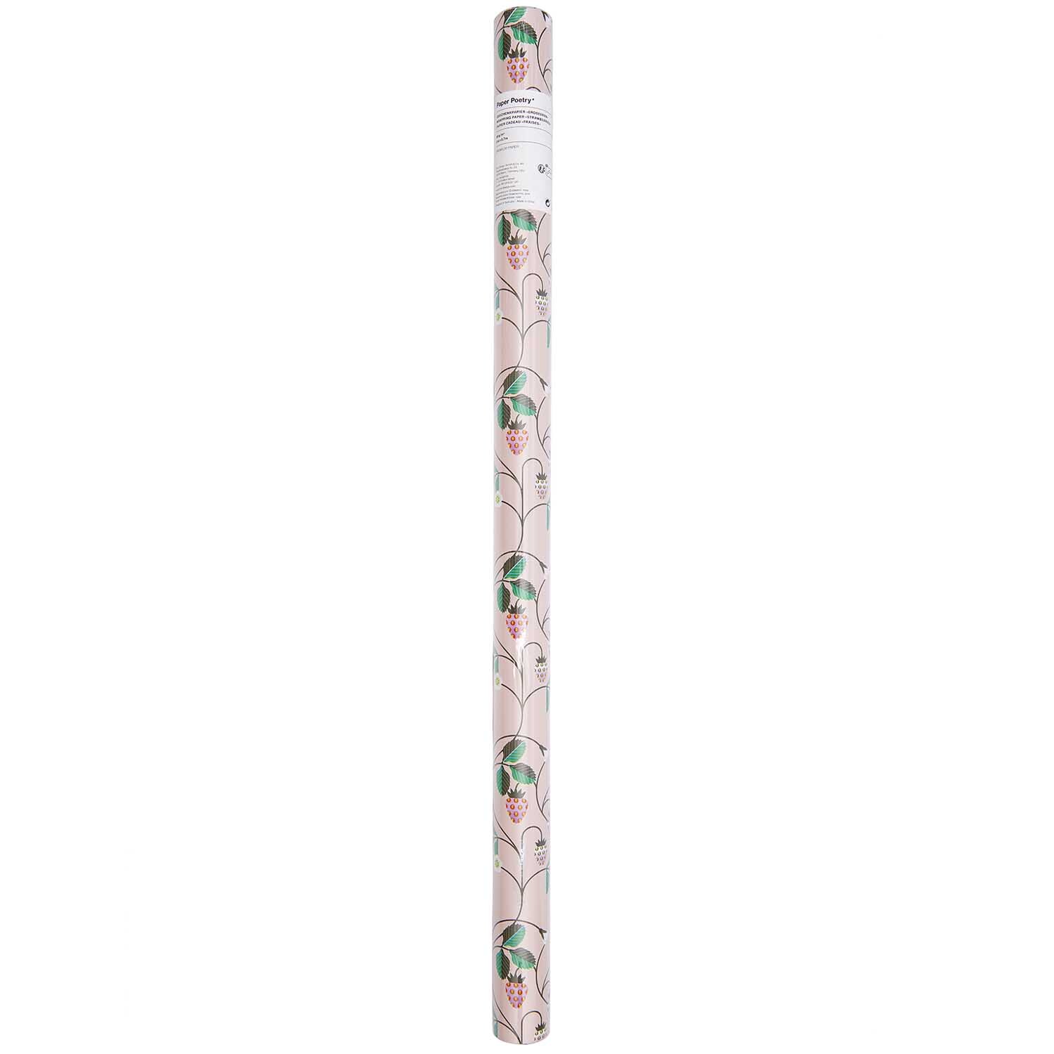 Paper Poetry Geschenkpapier Erdbeeren rosa 200x70cm 80g/m² von Rico Design