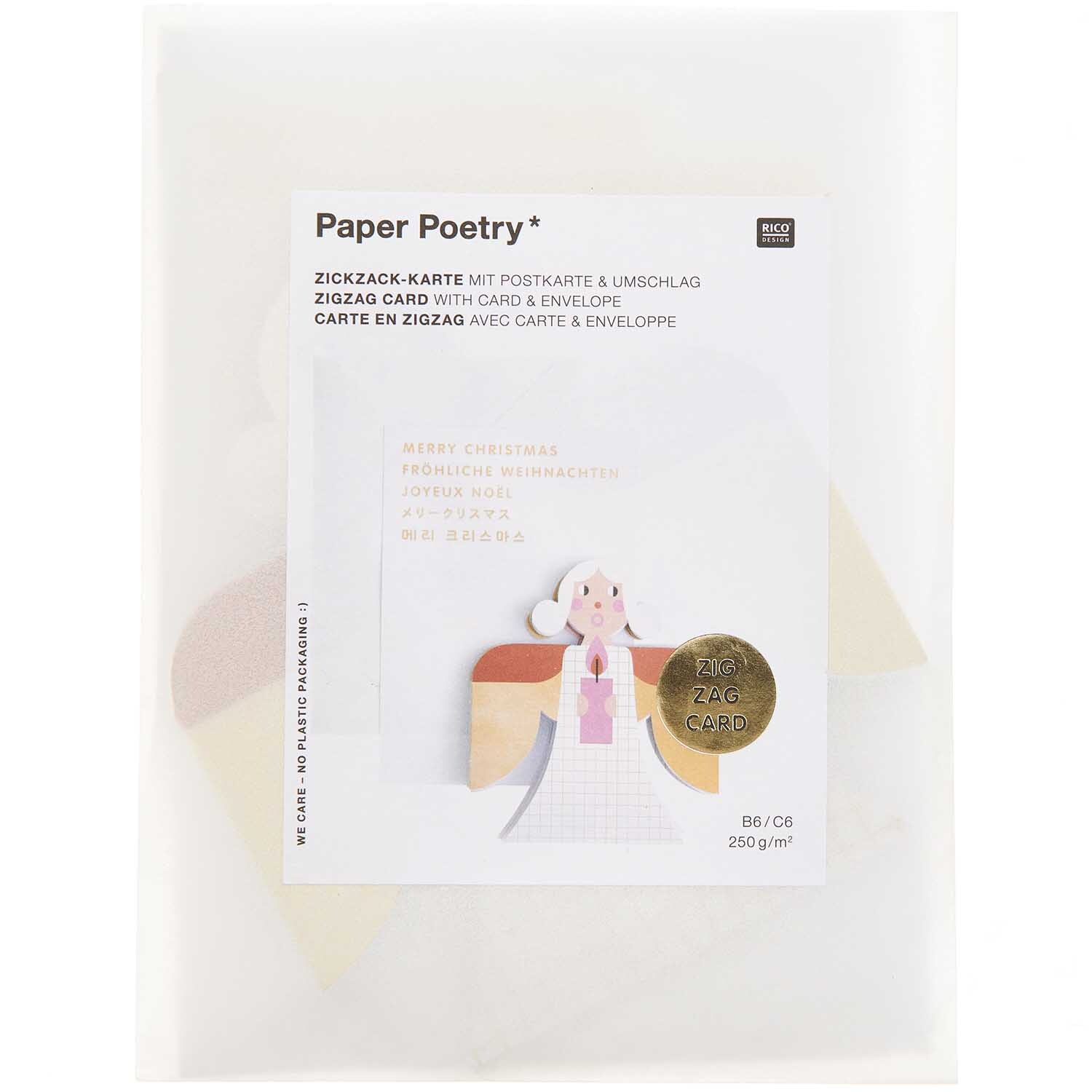 Paper Poetry Zickzack-Karte Engel rot-weiß 68x13cm von Rico Design