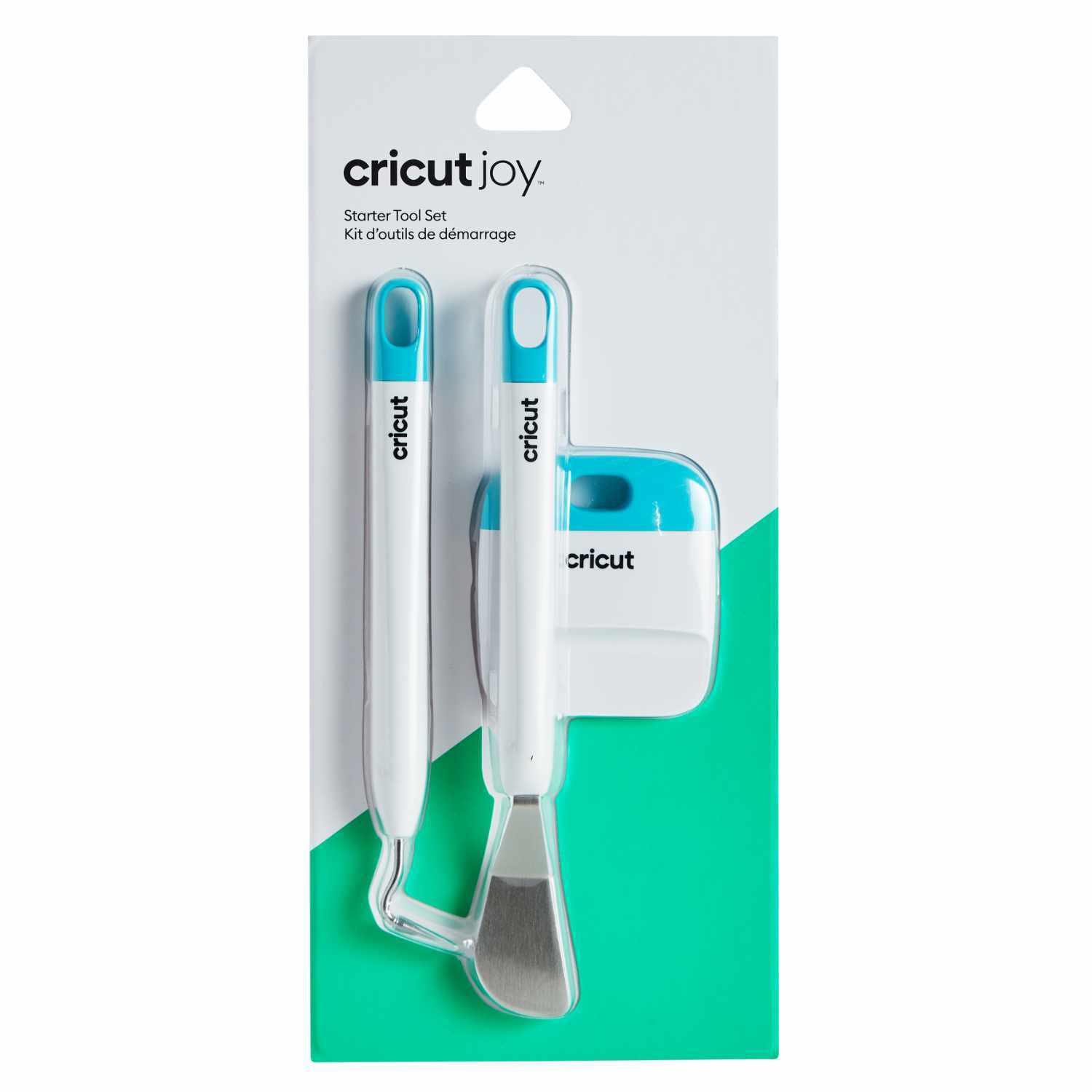 Joy Starter Tool Kit Werkzeugset, 3-teilig, von Cricut. Enthält Werkzeuge in Weiß und Blau. Ideal für kreative Projekte.