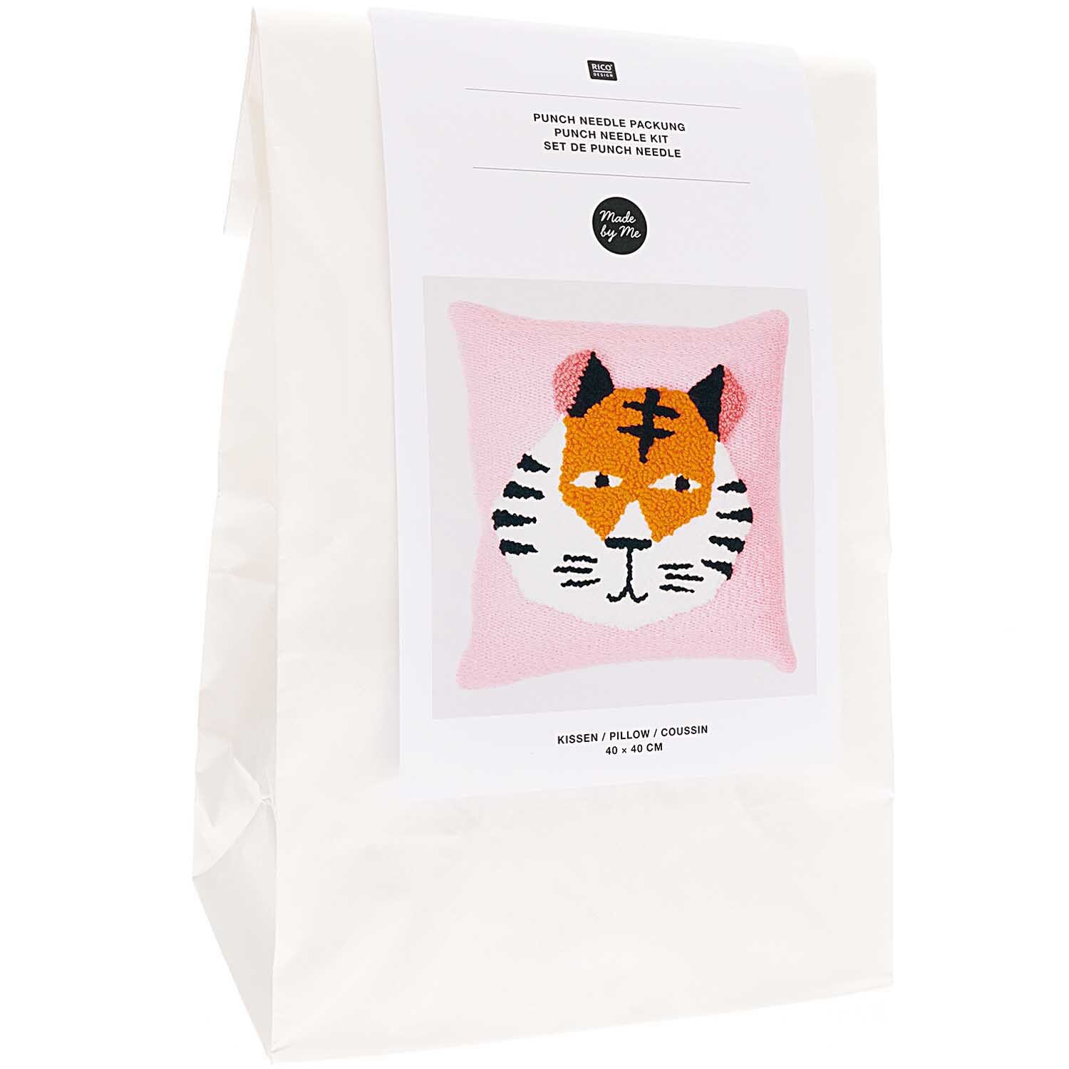 Punch Needle Packung Kissen Tiger inkl. Punch Needle von Rico Design