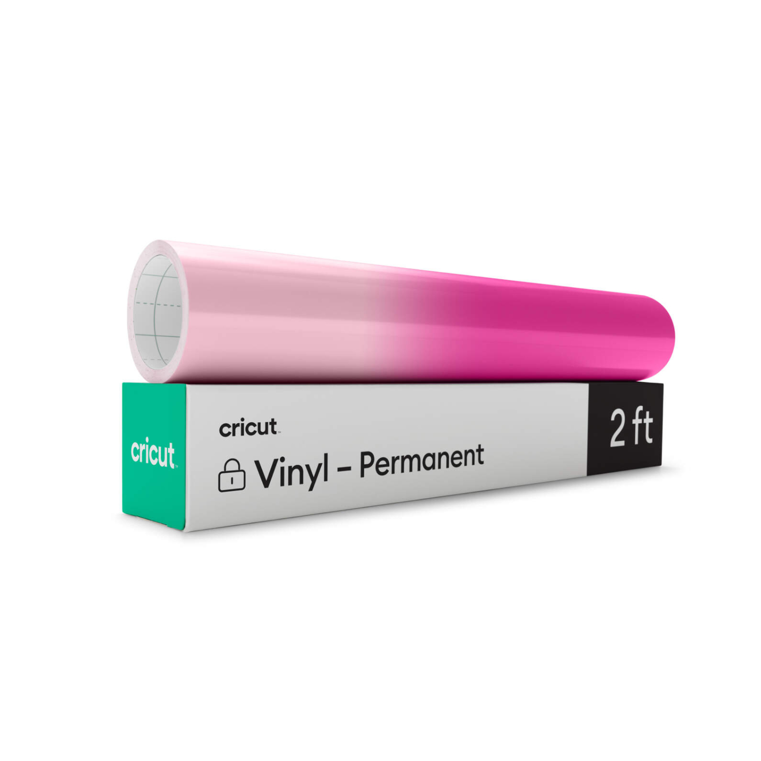 Color change Vinyl COLD Permanent: Rolle in Pink von Cricut, 30x60cm, auf Verpackung liegend. Ideal für kreative Projekte.