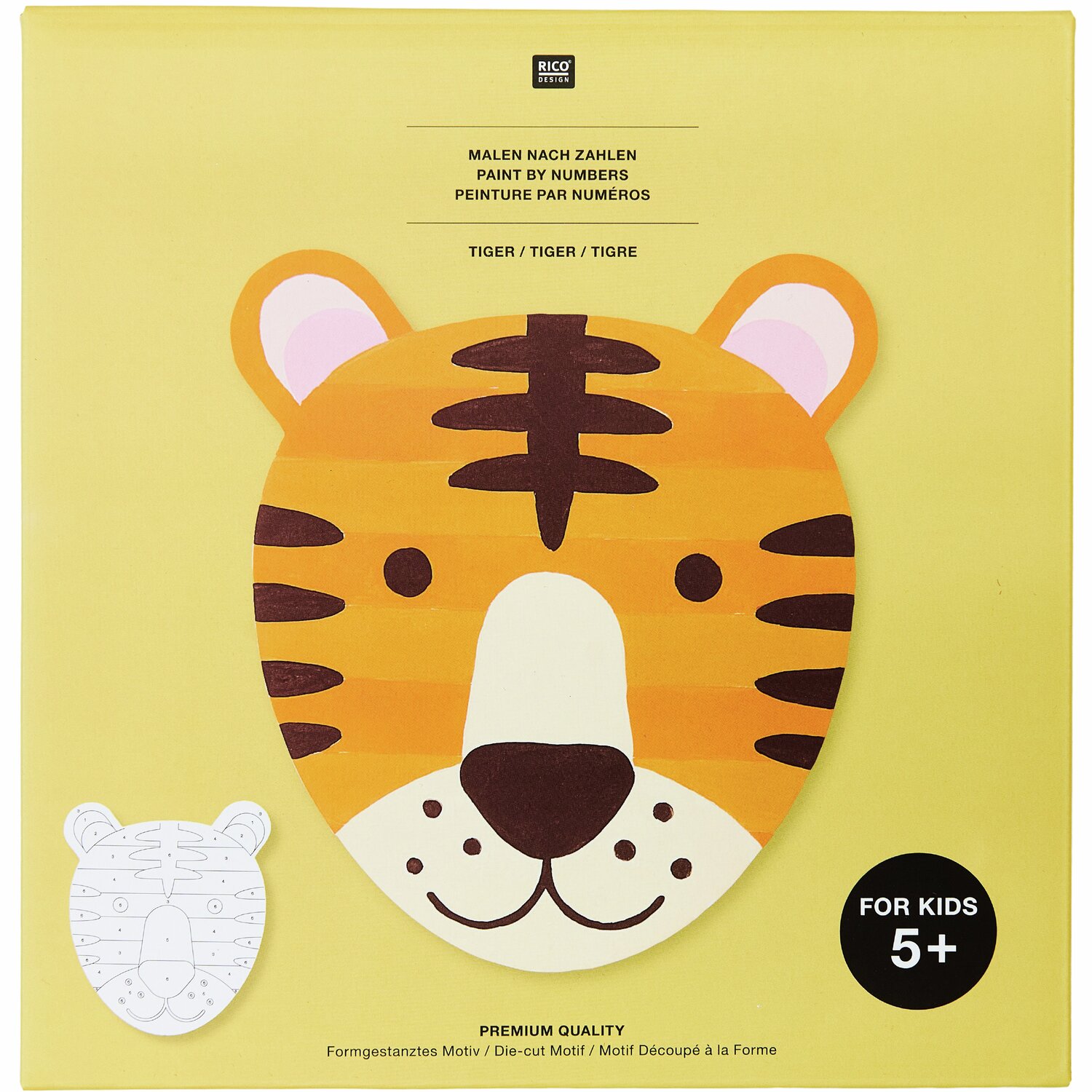 Malen nach Zahlen Tiger: Ein majestätischer Tiger in einem detaillierten Malen-nach-Zahlen-Set von Rico Design. Perfekt für kreative Köpfe.