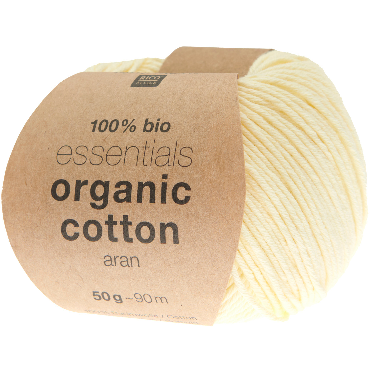 Essentials Organic Cotton aran Häkelset Top Modell 02, vanillefarbenes Garn von Rico Design.