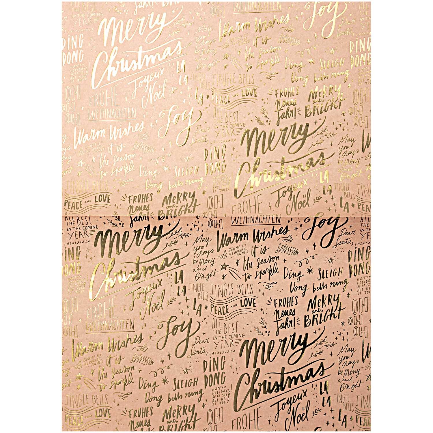 Paper Patch Papier Schrift Jolly Christmas pastell 30x42cm mit festlichen, goldenen Weihnachtsgrüßen auf pastellfarbenem Hintergrund von Rico Design.