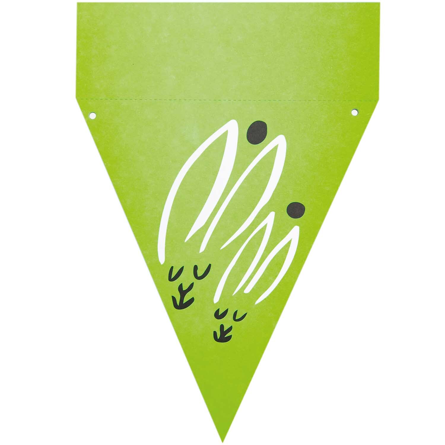 Paper Poetry Wimpel-Block Bunny Hop zeigt grüne Wimpel mit stilisierten weißen Hasenmotiven. Ideal für kreative Dekorationen.