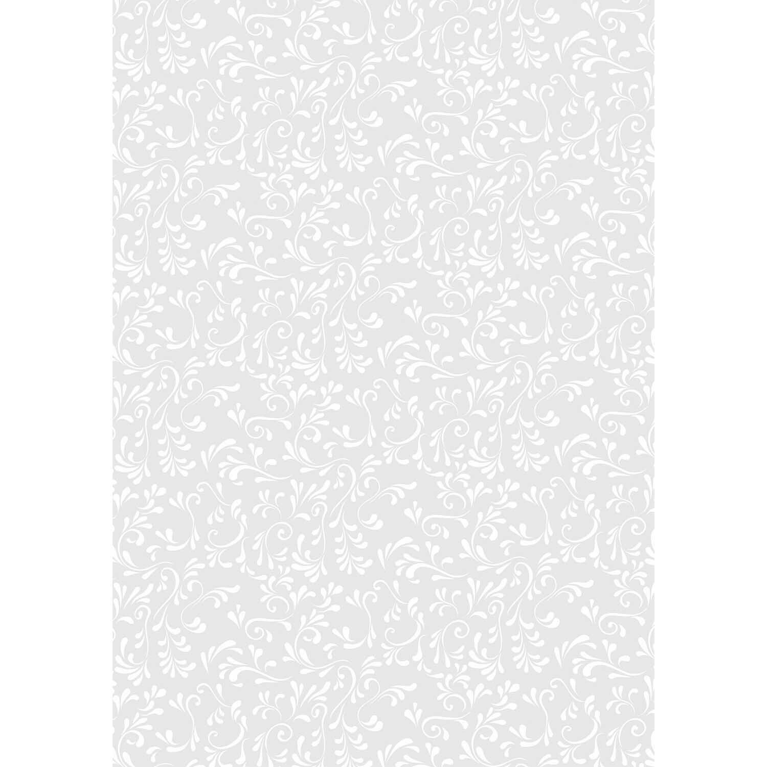 Transparentpapier Primavera Roma 50x70cm zeigt ein elegantes, weißes Muster von HEYDA. Ideal für kreative Projekte und Dekorationen.