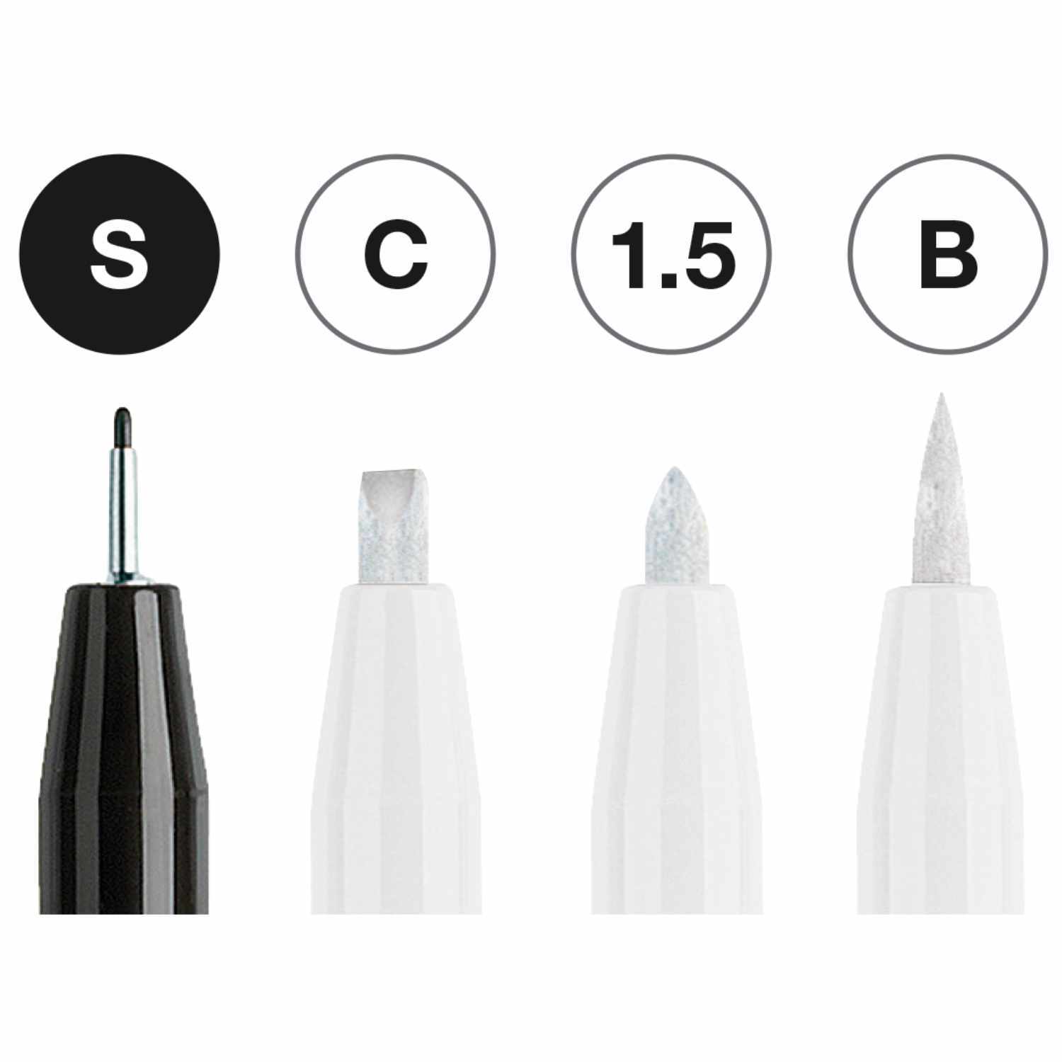 Tuschestift Pitt Artist Pen Black & White 4 Stück von Faber-Castell 