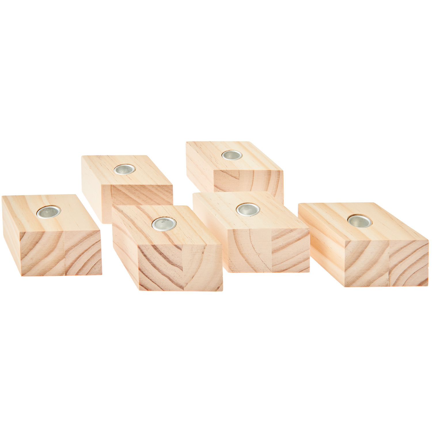 Kerzenhalter Raute für Stabkerzen Ø1,2cm, 6 Stück, aus hellem Holz, rechteckige Form, ideal für moderne Dekorationen.