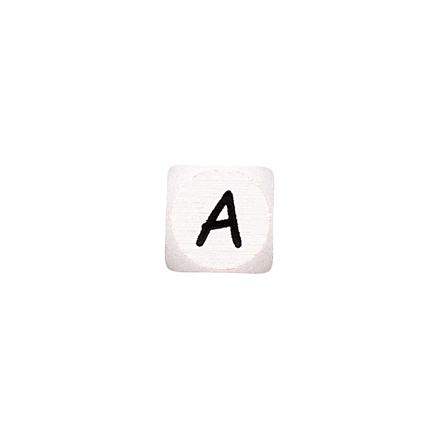 Buchstaben Würfel von Rico Design mit schwarzem Buchstaben "A" auf weißem Hintergrund. Ideal für kreative Projekte.