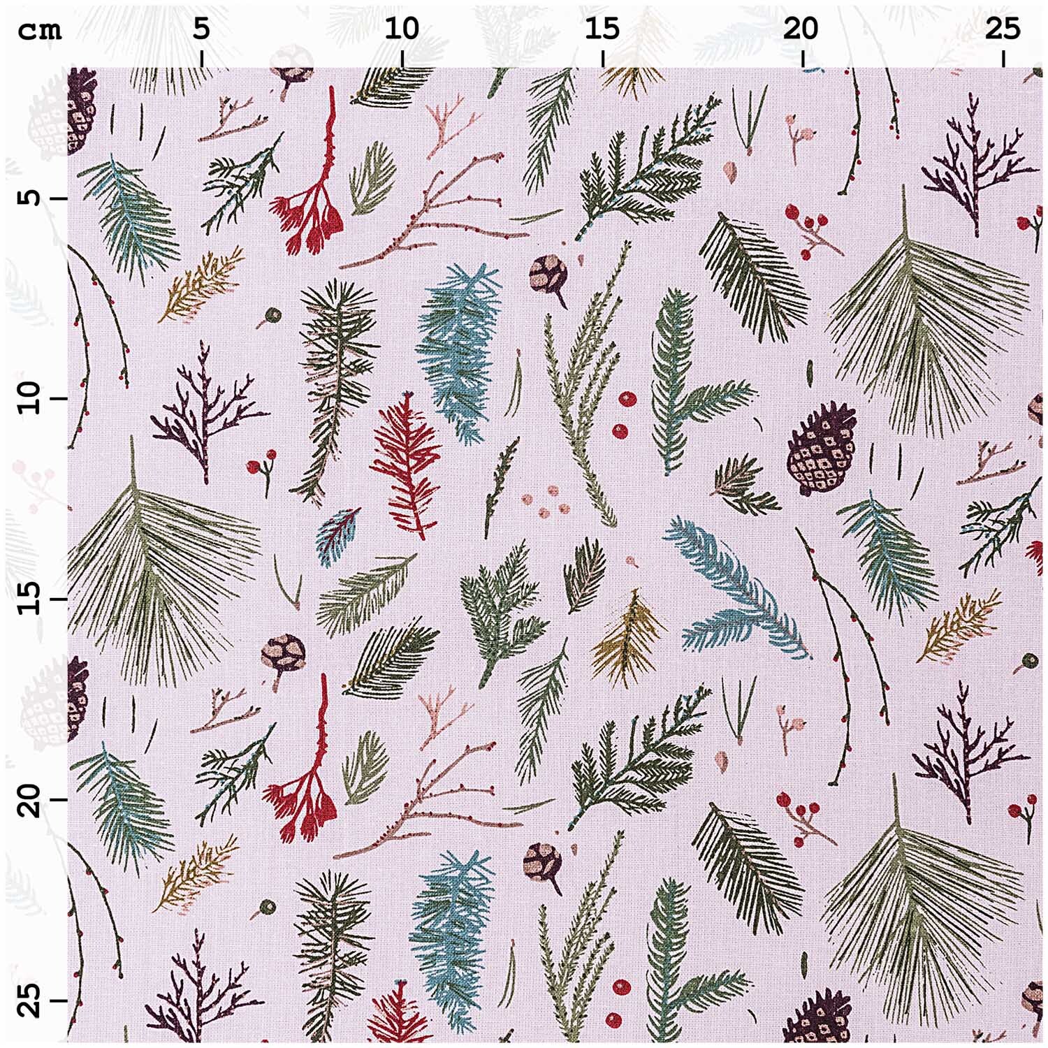 Druckstoff Nostalgic Christmas Zweige rosa 140cm von Rico Design