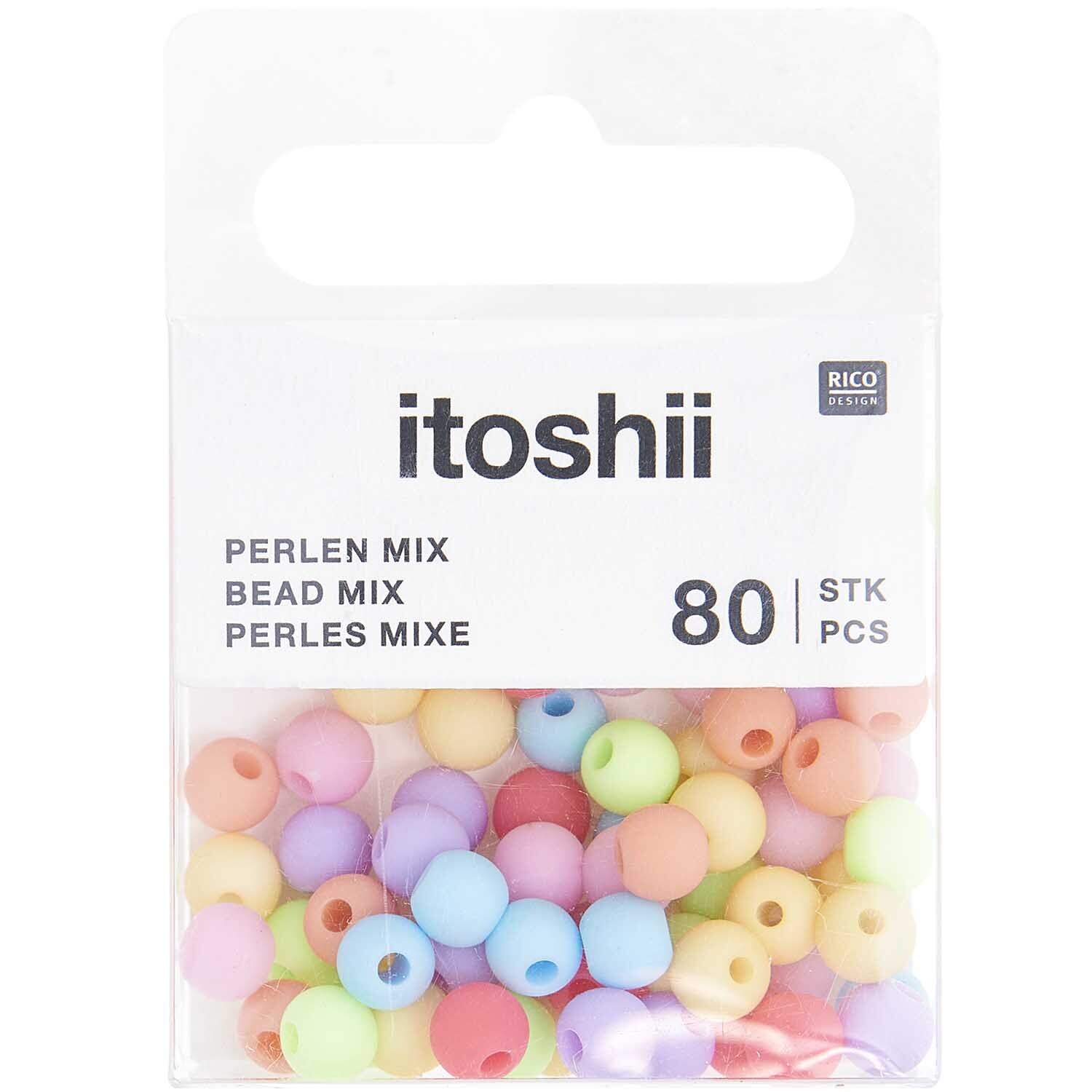 itoshii Kunststoffperlen Matt Rainbow/Pastell Mix Ø6mm 80 Stück von Rico Design
