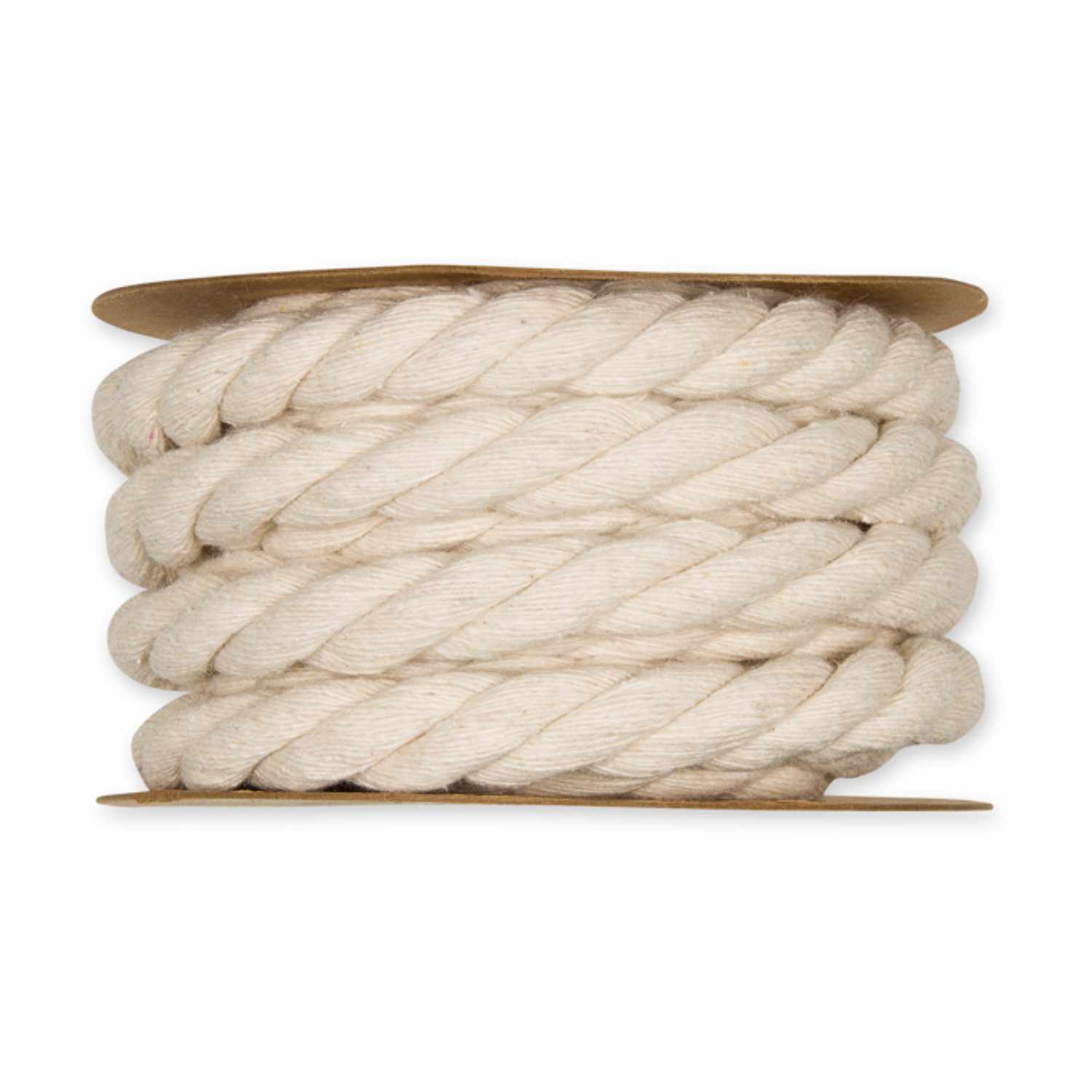 Baumwollkordel 10mm 4m in Creme von Halbach, aufgerollt auf einer Pappspule, ideal für kreative Projekte.