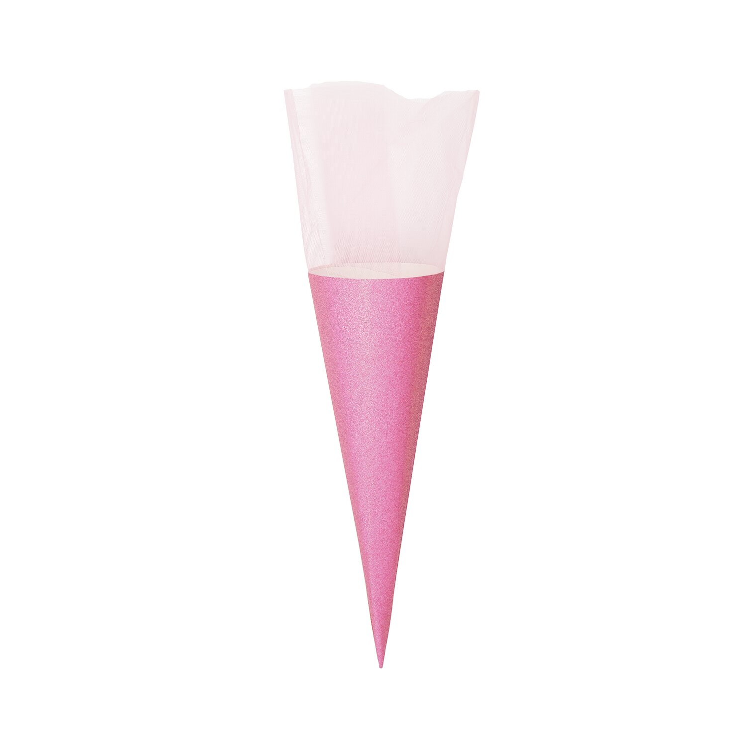 Schultüte Rohling mit Tüllverschluss und Glitter 35cm Farbe Pink von Rico Design