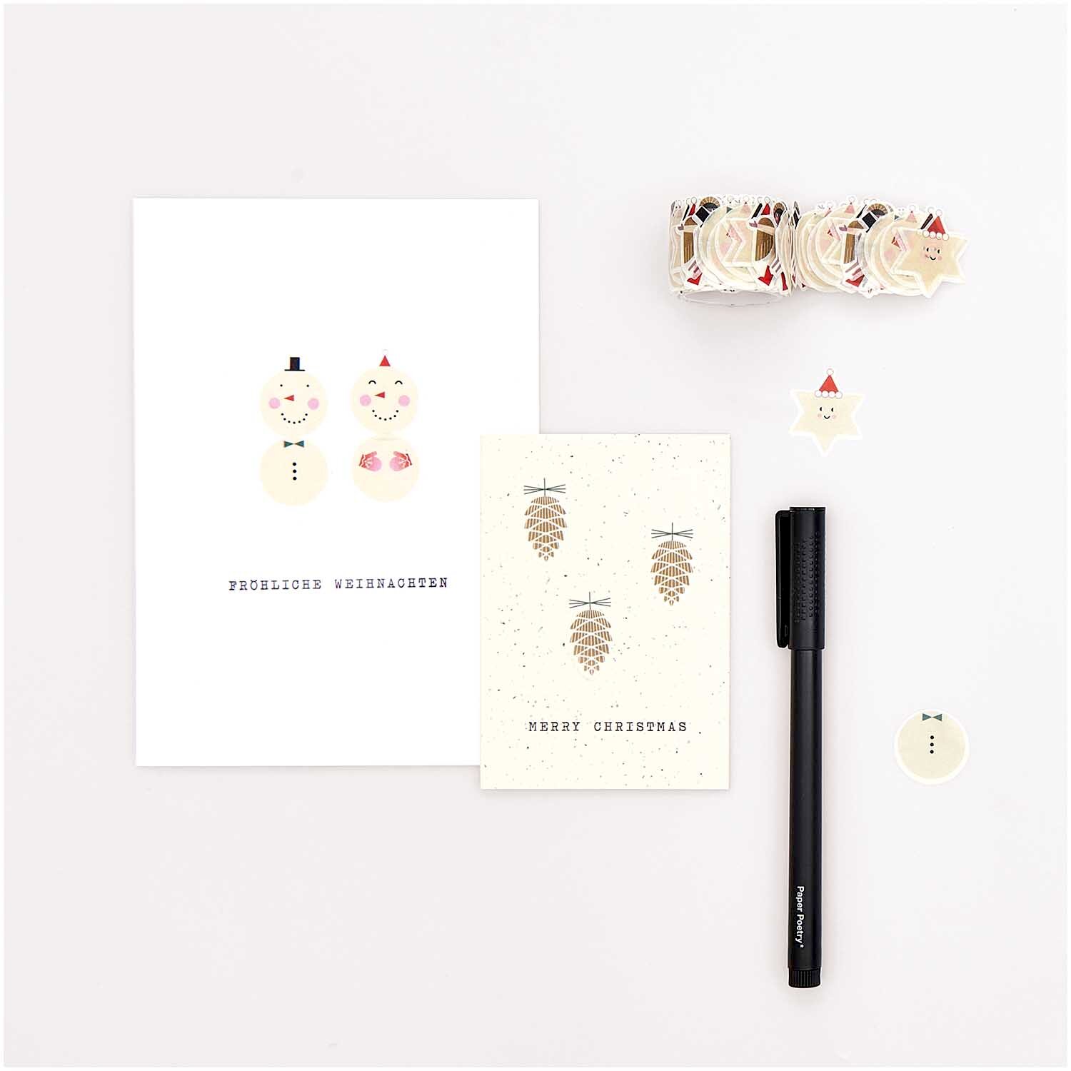 Paper Poetry Washi Sticker Christmas Figuren, 200 Stück, mit weihnachtlichen Motiven und Karten, ideal für kreative Dekorationen und Bastelprojekte.