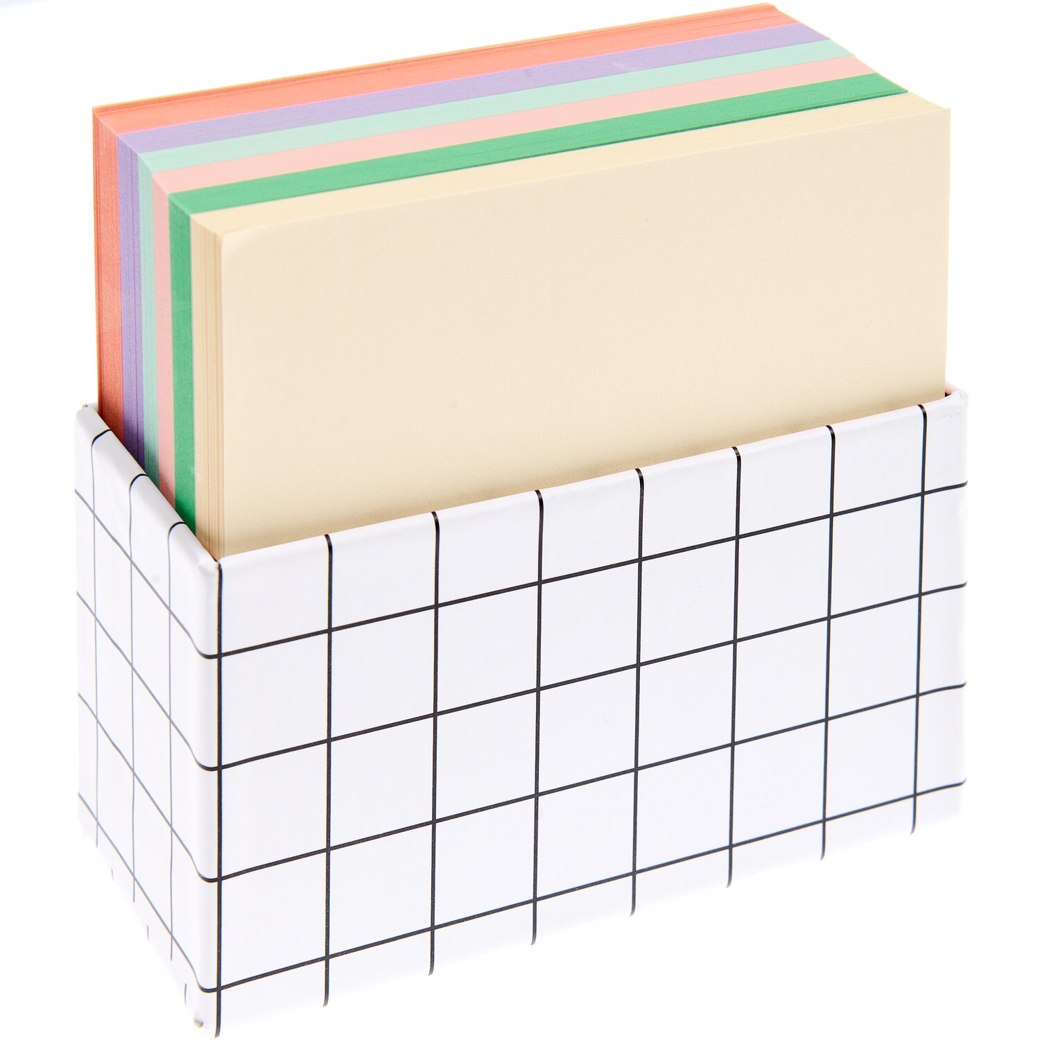Paper Poetry Notizzettel-Box pastell 400 Blatt, 9x9cm, mit kariertem Halter von Rico Design, gefüllt mit mehrfarbigen Notizzetteln für Schreibtischorganisation