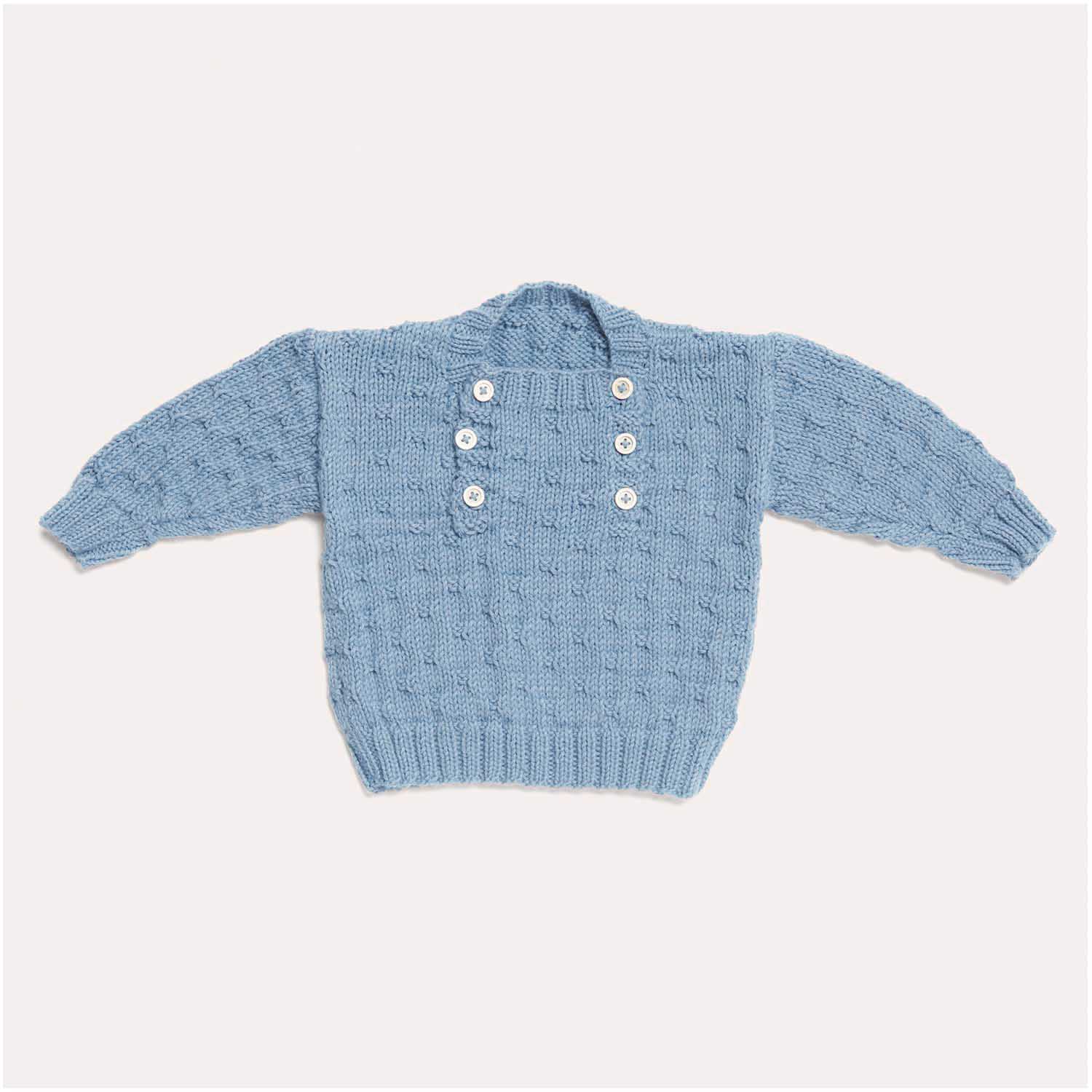 Gestrickter Babypullover Blau: Modell 05 aus dem Heft Rico Baby 038
