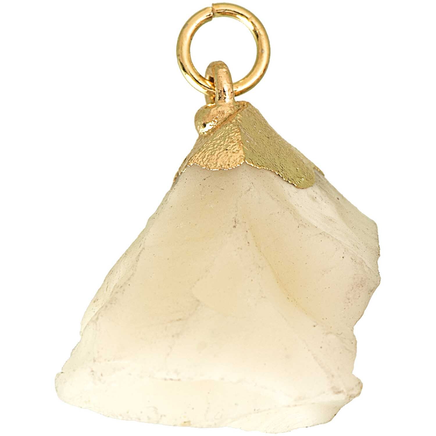 Anhänger weiß 28x20x16mm aus Edelstein mit goldener Fassung von Rico Design, elegant und stilvoll.