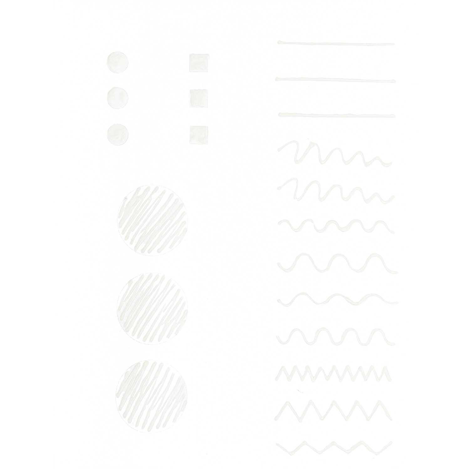 Candle Liner Wachskleber für Kerzen 30ml von Rico Design zeigt verschiedene weiße Linien und Formen auf hellem Hintergrund.
