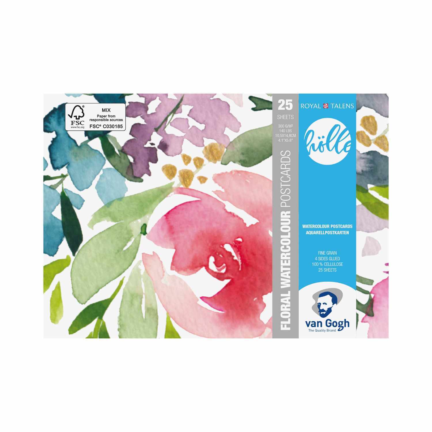 Van Gogh Aquarell-Postkarten zeigen florale Motive in lebendigen Farben, ideal für kreative Grüße.