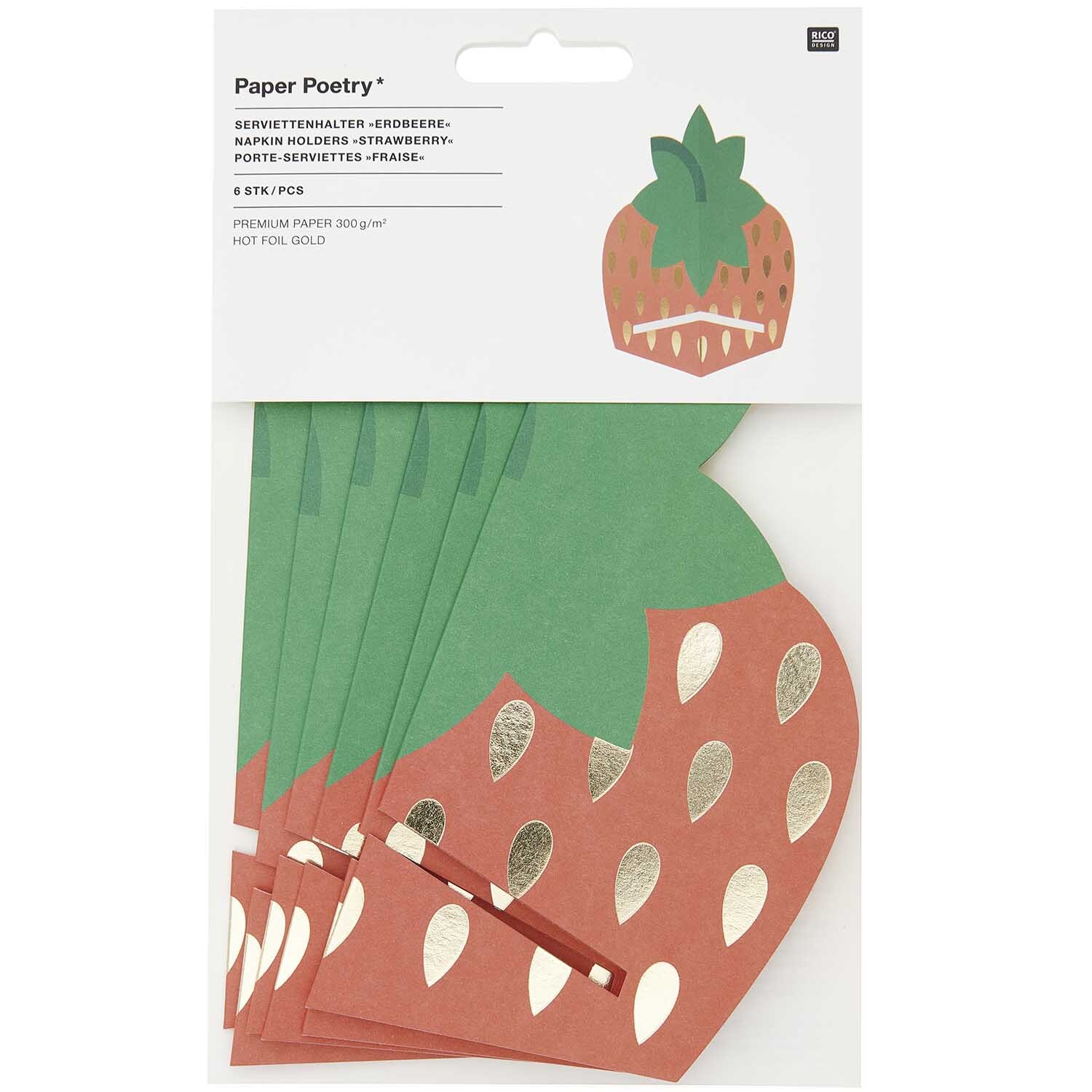 Paper Poetry Serviettenhalter Erdbeere 16,5x17cm 6 Stück von Rico Design