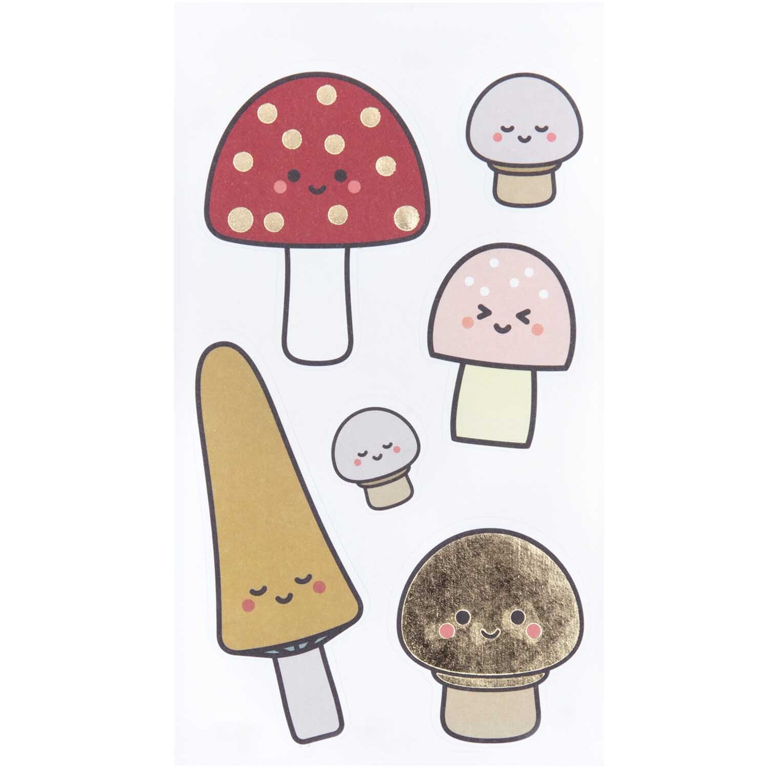 Paper Poetry Sticker Pilze Kawaii 4 Blatt: Niedliche Pilzsticker mit Gesichtern in verschiedenen Farben von Rico Design.