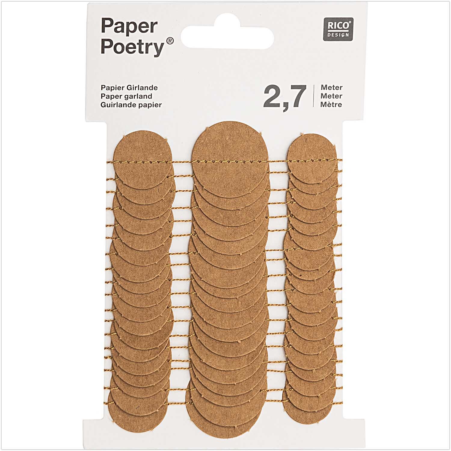 Paper Poetry Girlande Kreise braun Papier 2,7m von Rico Design