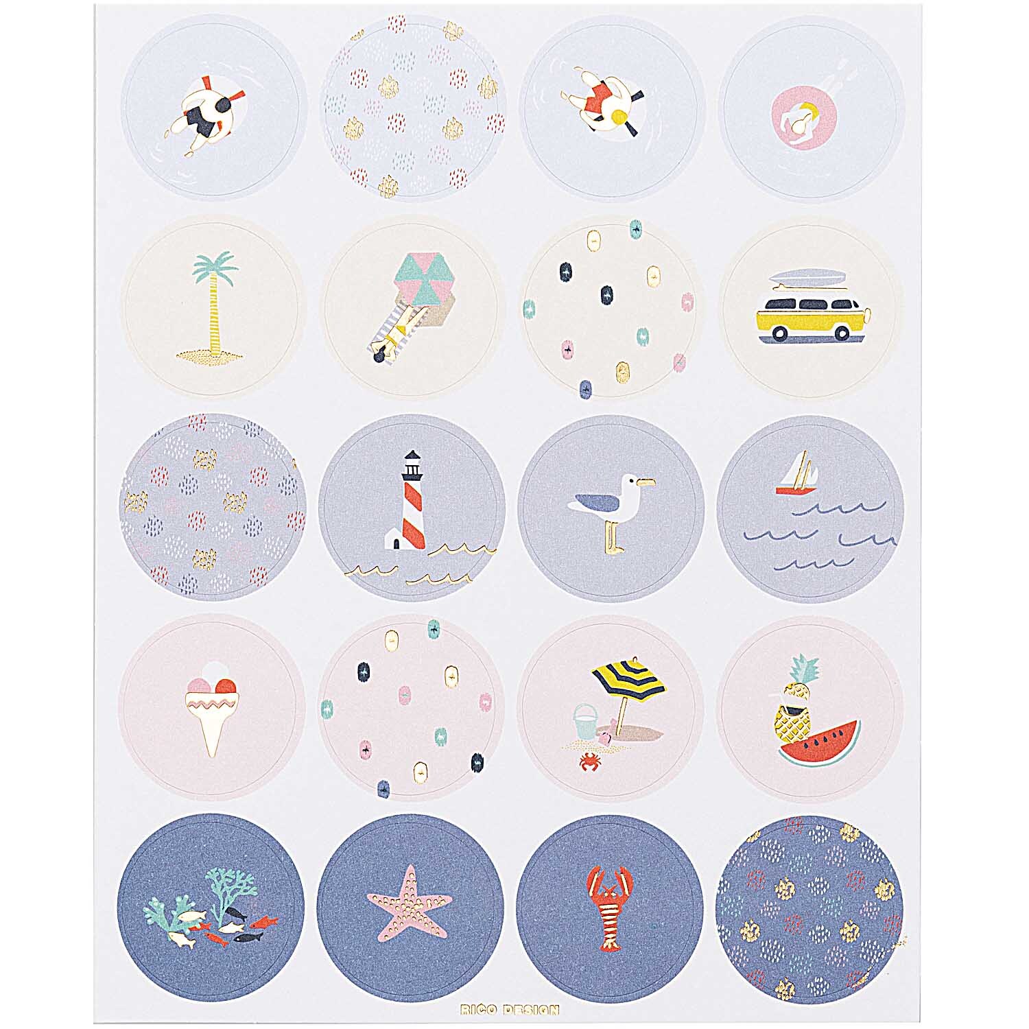 Paper Poetry Sticker Maritim 220 Stück mit bunten maritimen Motiven wie Leuchtturm, Möwe und Eis. Perfekt für kreative Bastelprojekte.