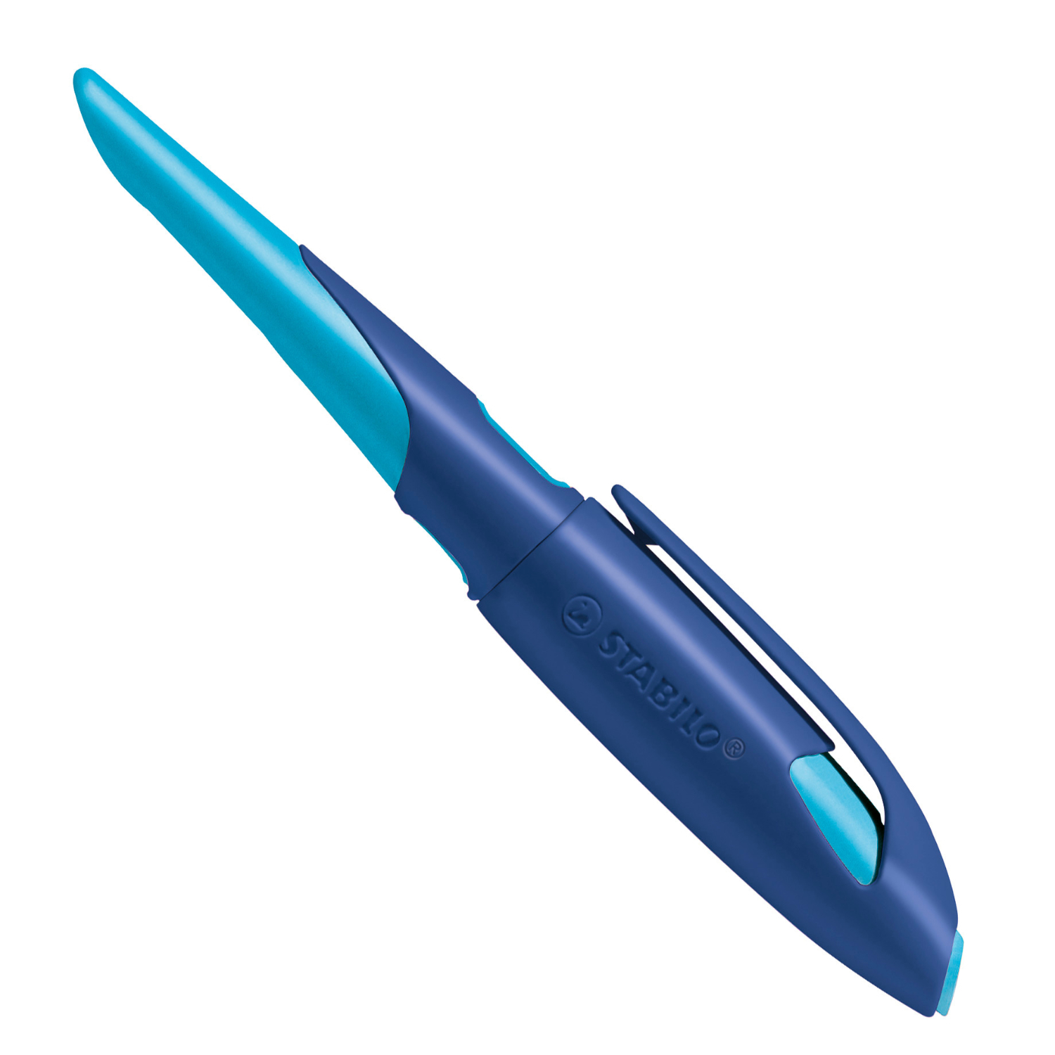 Easybird Patronenfüller für Linkshänder in Mitternachtsblau von STABILO, ergonomisch geformt für komfortables Schreiben.