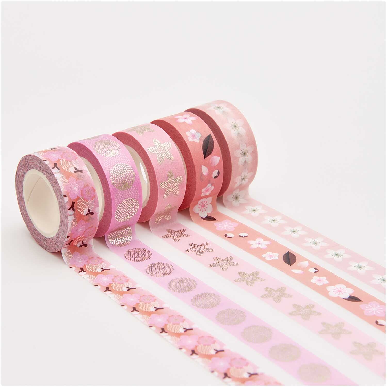 Paper Poetry Tape Set Kirschblüten, 5-teilig, mehrfarbig. Dekoratives Klebeband mit floralen Mustern, ideal für kreative Projekte.