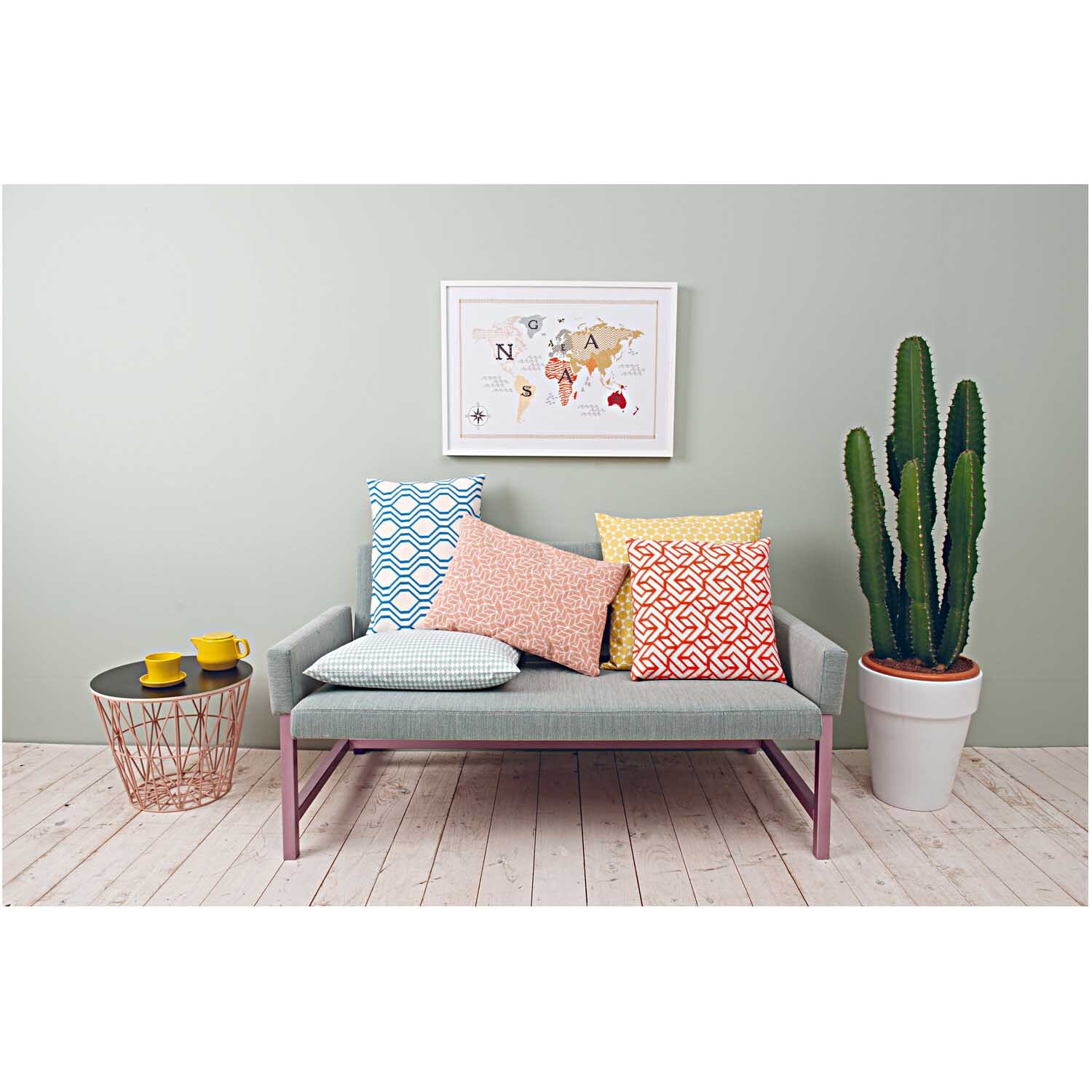 Gobelin Kissen grafisch blau 50x35cm zum Sticken von Rico Design