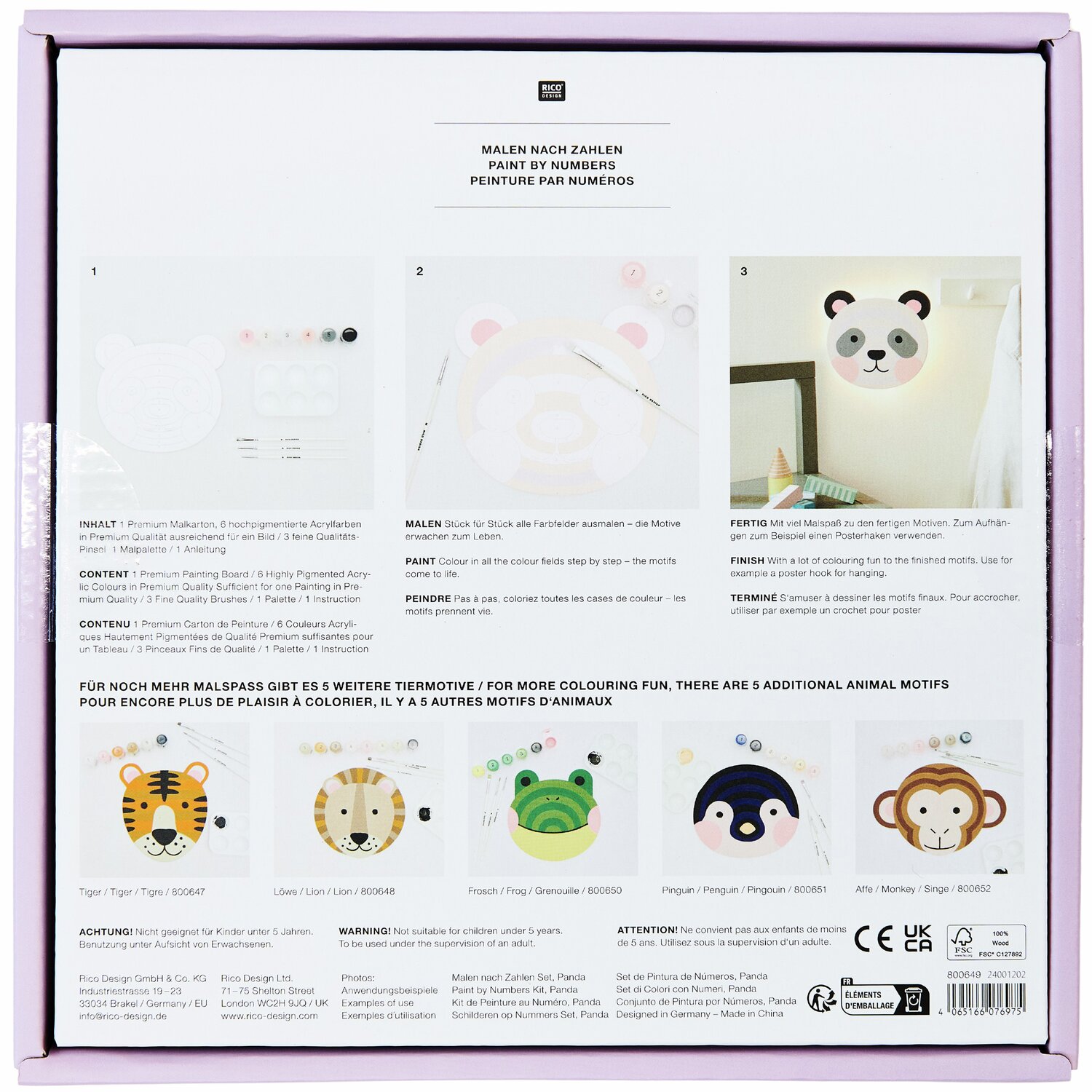 Malen nach Zahlen Panda von Rico Design
