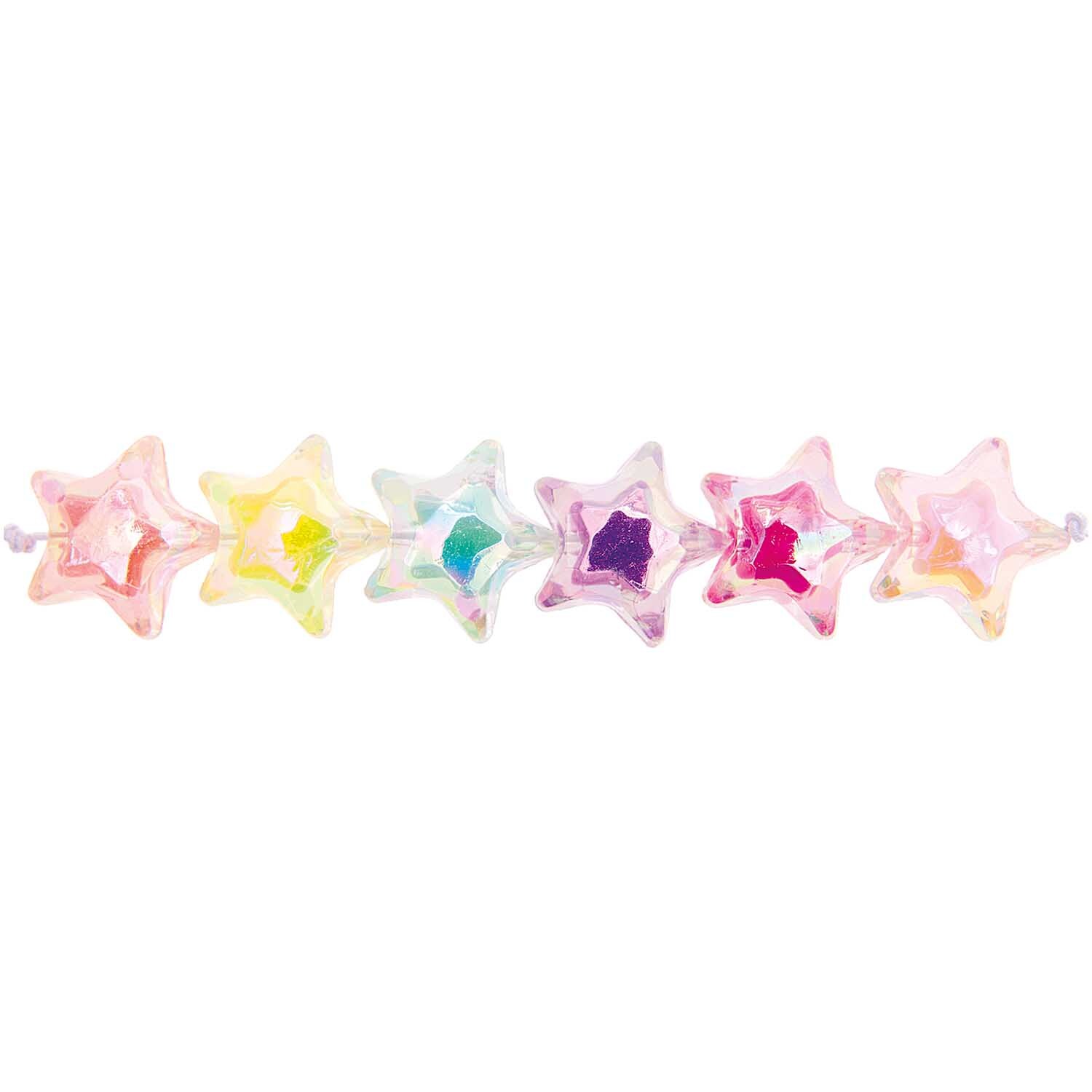 itoshii Stern Perlen, holographisch, 6 Stück in verschiedenen Pastellfarben von Rico Design. Ideal für kreative Bastelprojekte.