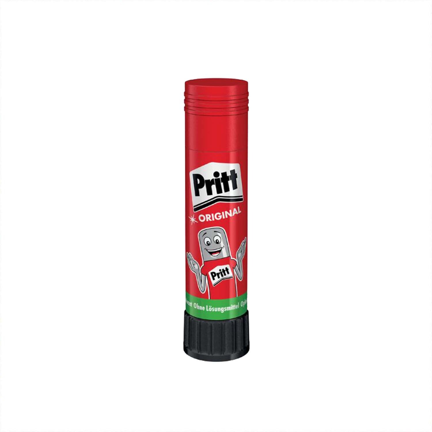 Klebestift von Pritt in roter Verpackung mit schwarzem Deckel, ideal für präzises Kleben.