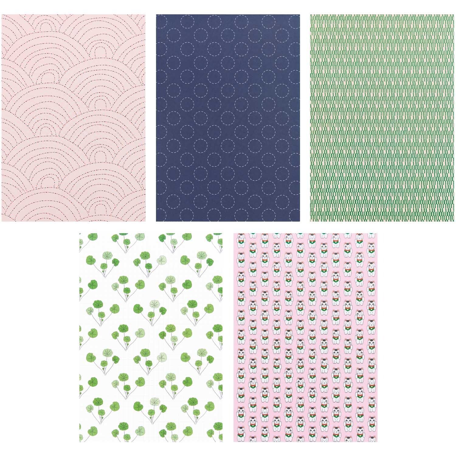 Paper Poetry Motivpapierblock Jardin Japonais mit 30 Blatt, zeigt bunte, japanische Muster.