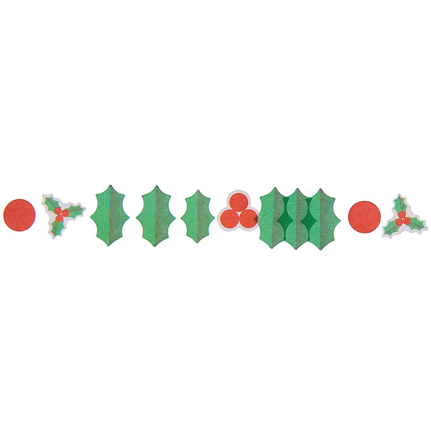 Washi Sticker Ilex 200 Stück von Rico Design zeigen grüne Stechpalmenblätter und rote Beeren.