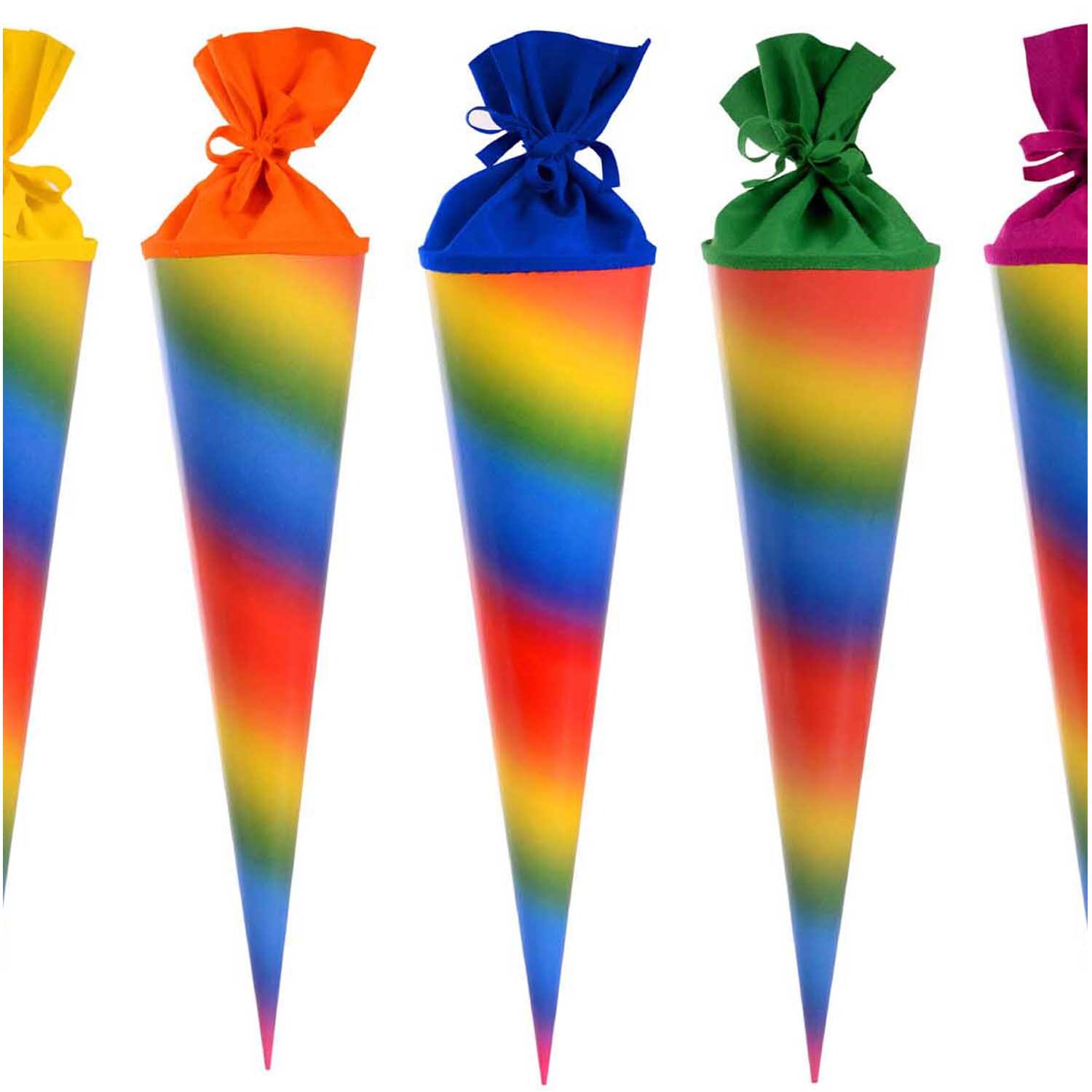 Schultüte mit Filzverschluss Regenbogen, 70cm, von goldbuch. Bunte Schultüten in leuchtenden Farben.
