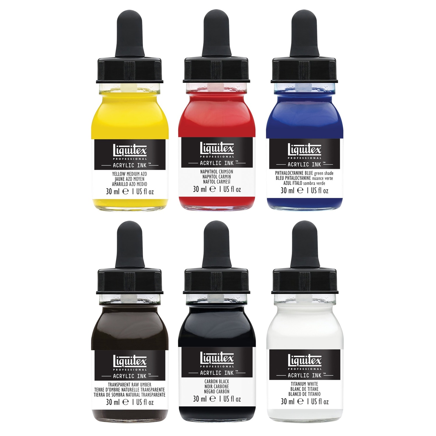 Ink flüssige Acrylfarbe Set Basics 6x30ml von COLART EUROPE 
