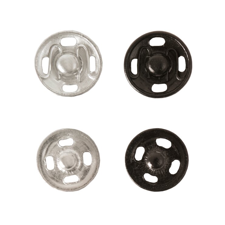 Druckknöpfe Mix Silber-Schwarz, 10mm 24 Stück, von Rico Design, runde Metallverschlüsse in kontrastierenden Tönen für Näh- und DIY-Projekte