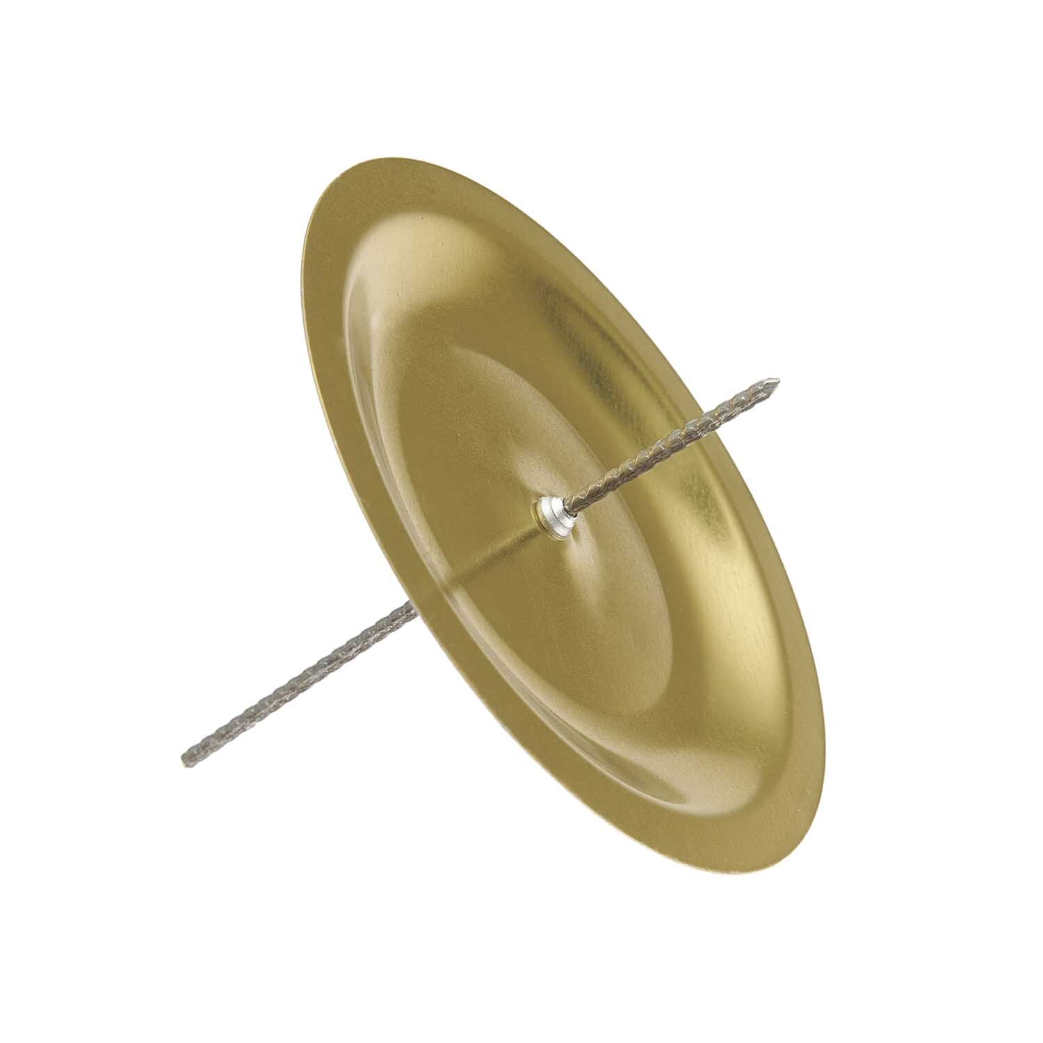 Adventskranzstecker gold 6cm 4 Stück: Ein goldener Metallstecker für Adventskränze, ideal zur Dekoration.